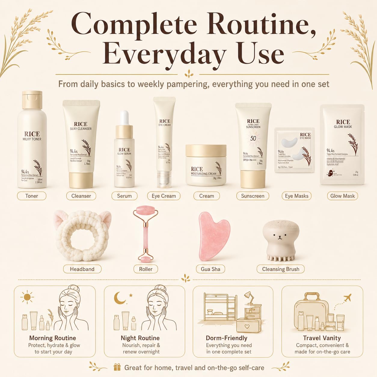 13PCS Rice Korean Skin Care Set, Korean Skincare Set, Korean - MrCuvaryas