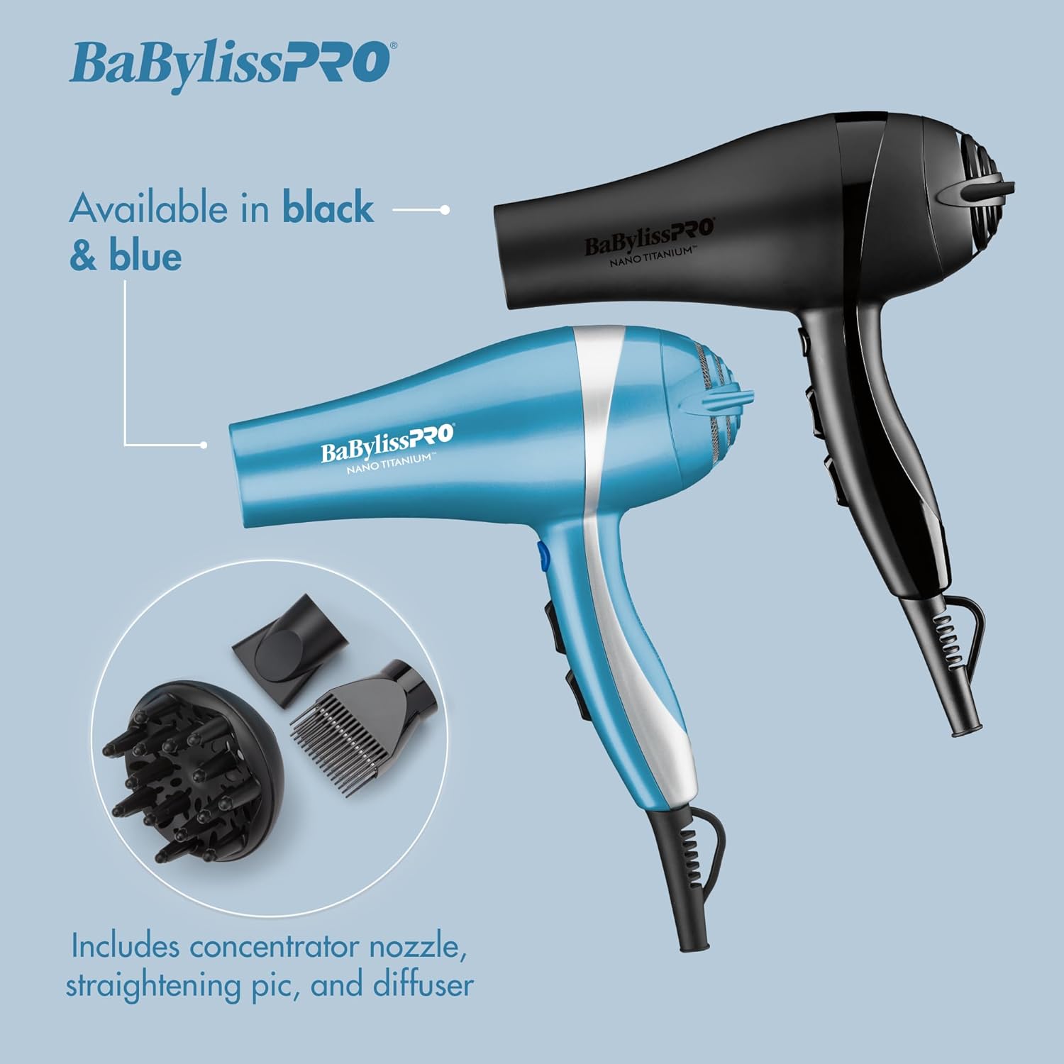Elefair Nano Titanium 2000W professional blow dryer with concentrator nozzle, ionic styling tool for sleek hair drying
