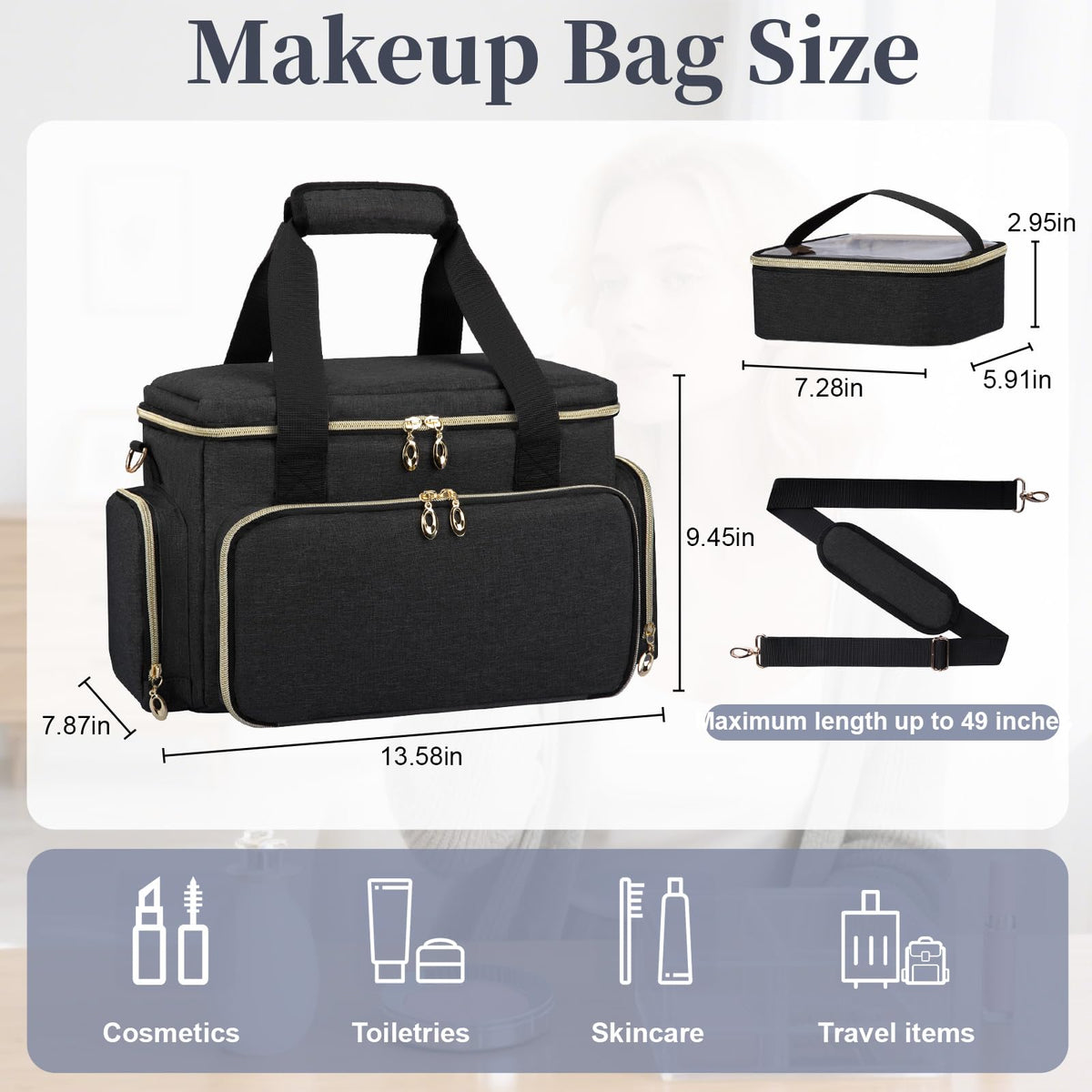 Large Makeup Bag Portable Travel Makeup Bag Organizer - GDNasist Official Imagery - 5