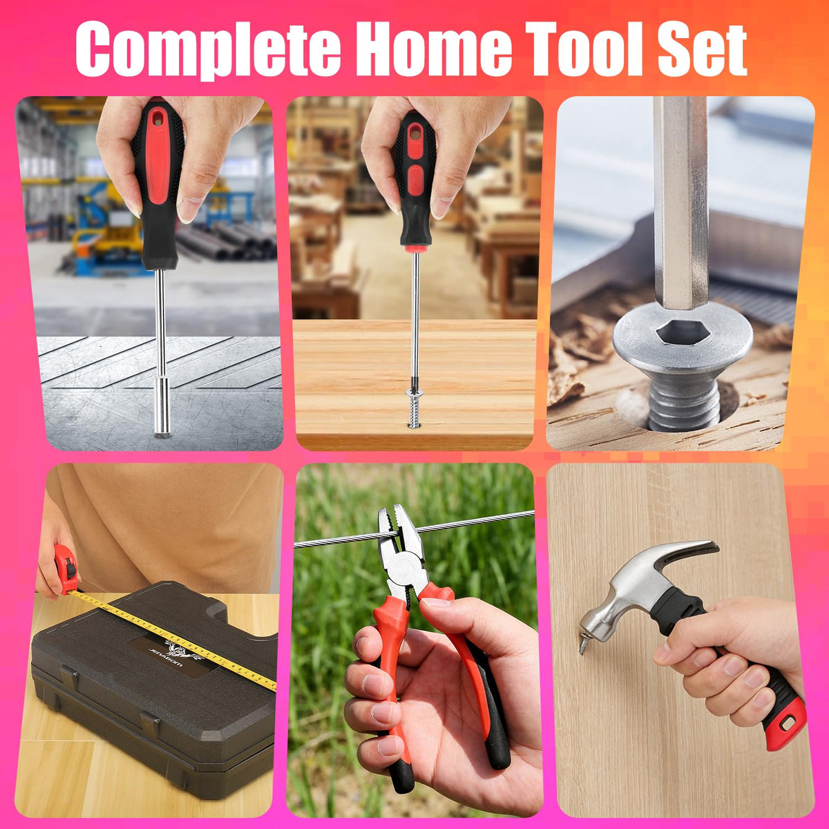 Tool Set 146 Piece Home Tool Kit with 8V Cordless Drill - JENABOM Official Imagery - 7