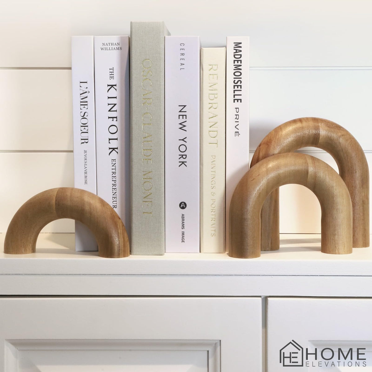 Wooden Arch Decor Set of 3 Acacia Wood Modern Decorative - Product Elevations Official Imagery - 6