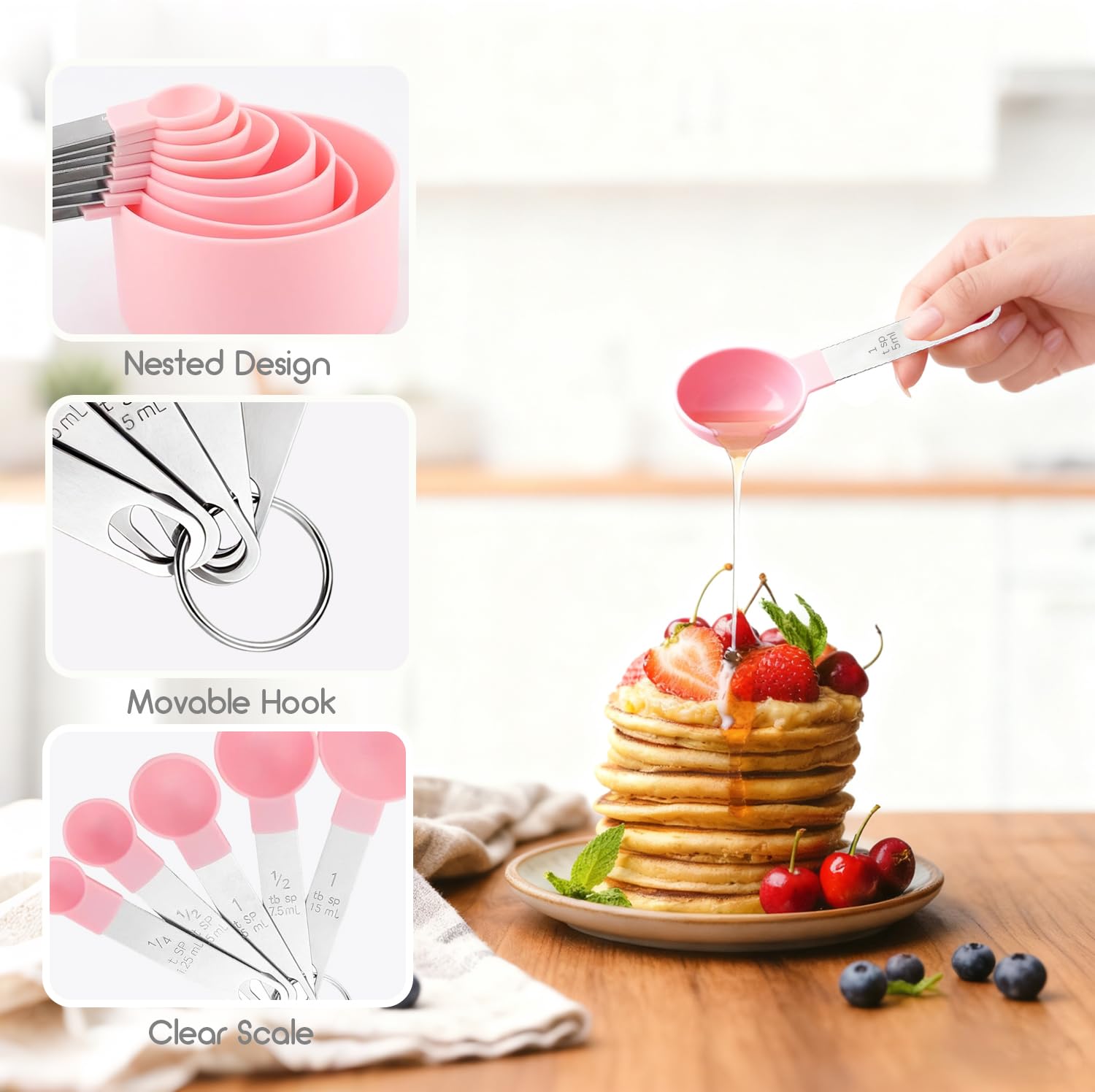 DJXRQY Measuring Cups and Spoons Set, 10 Pieces Stackable Measure by DJXRQY - Angle View 4