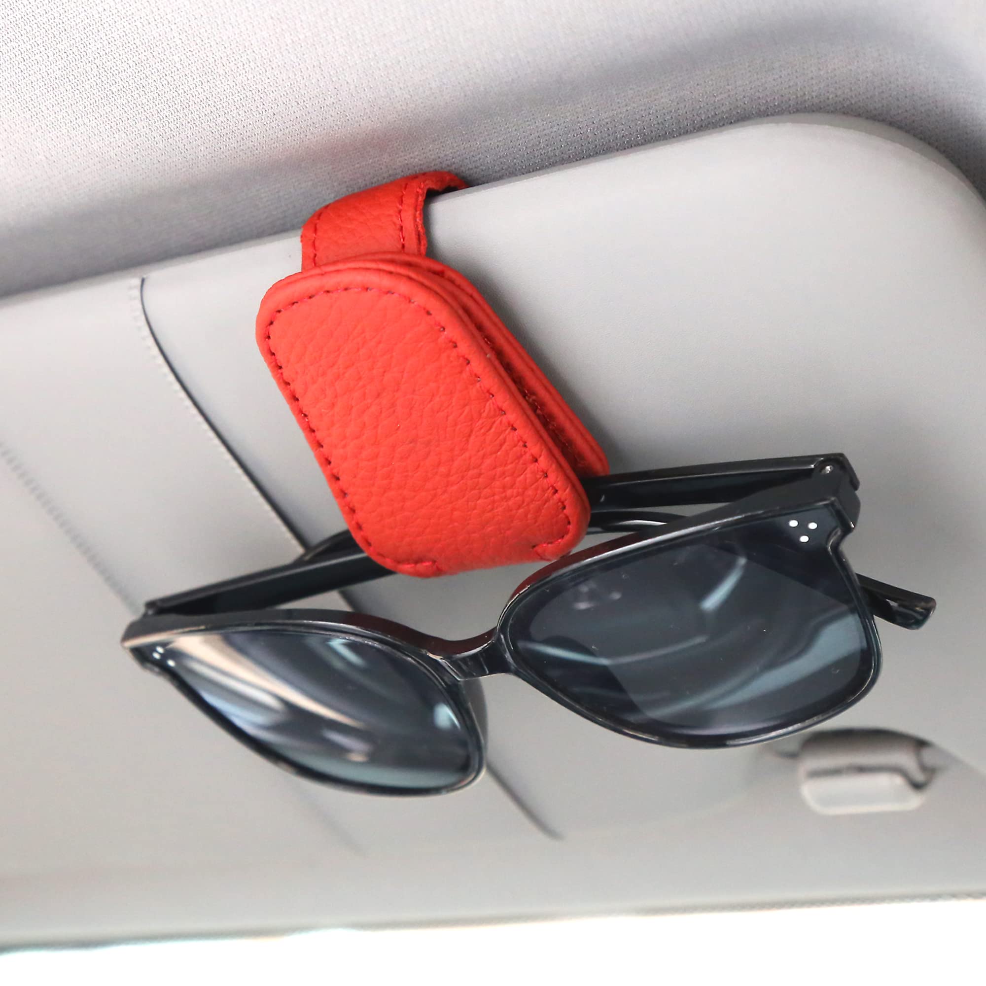 KIWEN Sunglasses Holders for Car Visor, Magnetic Leather Glasses by KIWEN - Angle View 8