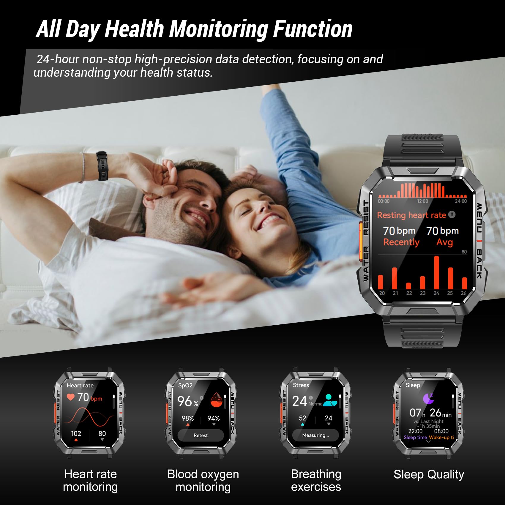 IOWODO Military Smart Watch for Men  , 2.01'' Smart Watch for Android - View 7