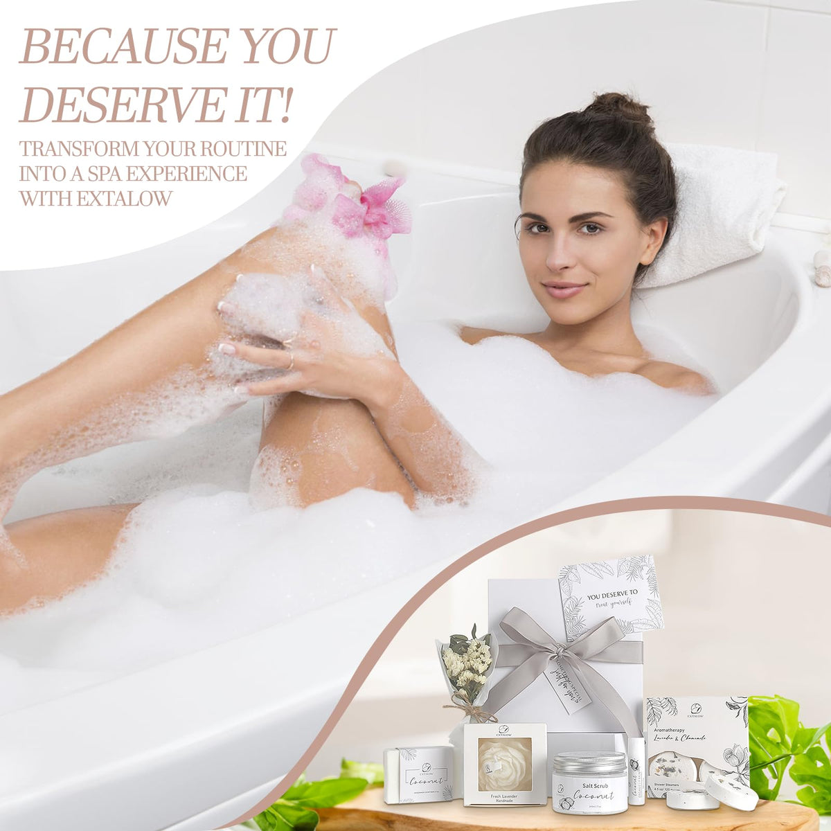 Spa Gifts for Women Coconut Lavender Home Spa Set Birthday - EXTALOW Official Imagery - 7