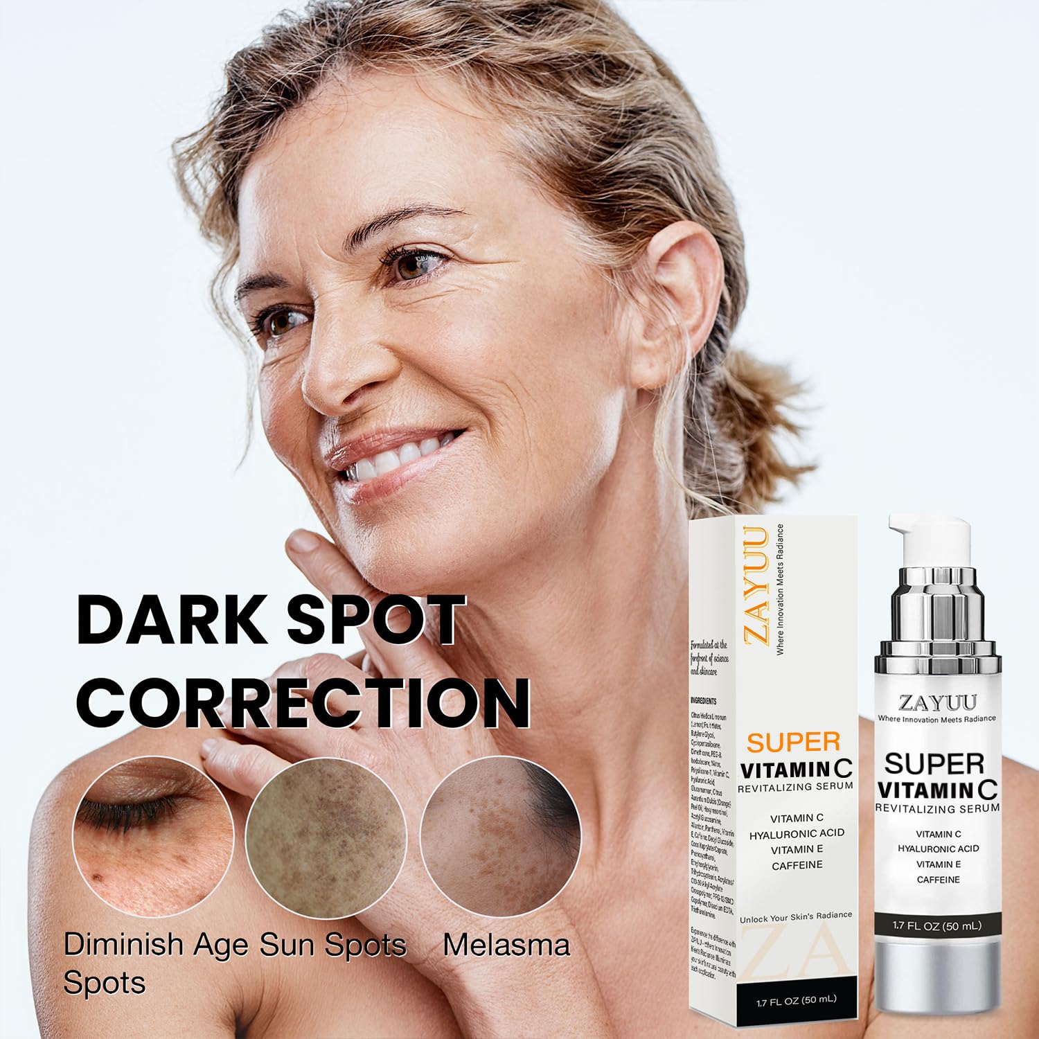 Super Vitamin C Face Serum for Mature Skin Anti Aging Dark - ZAYUU Official Imagery - 5