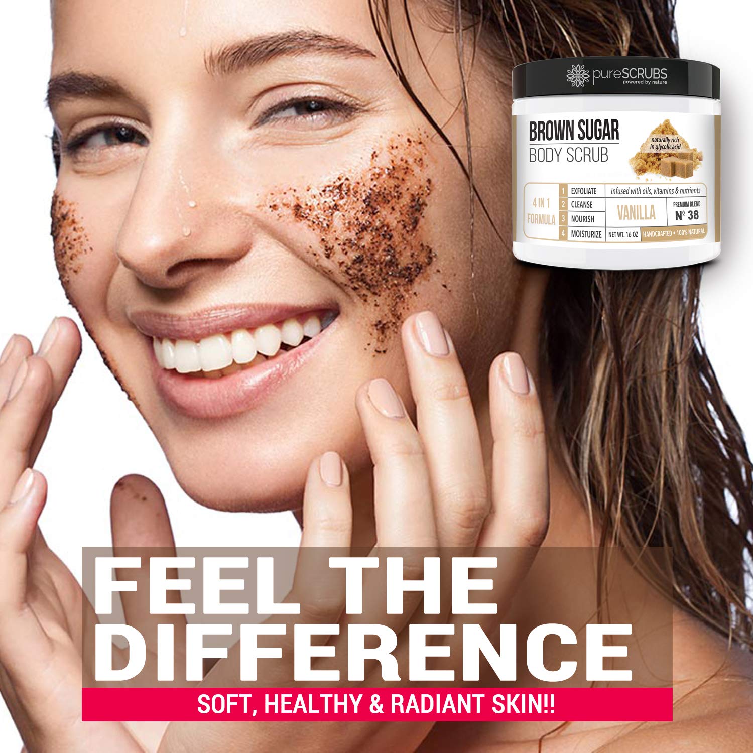 pureSCRUBS Premium Vanilla Brown Sugar Scrub, Exfoliating Body Scrub Set - pureSCRUBS Official Product View 3