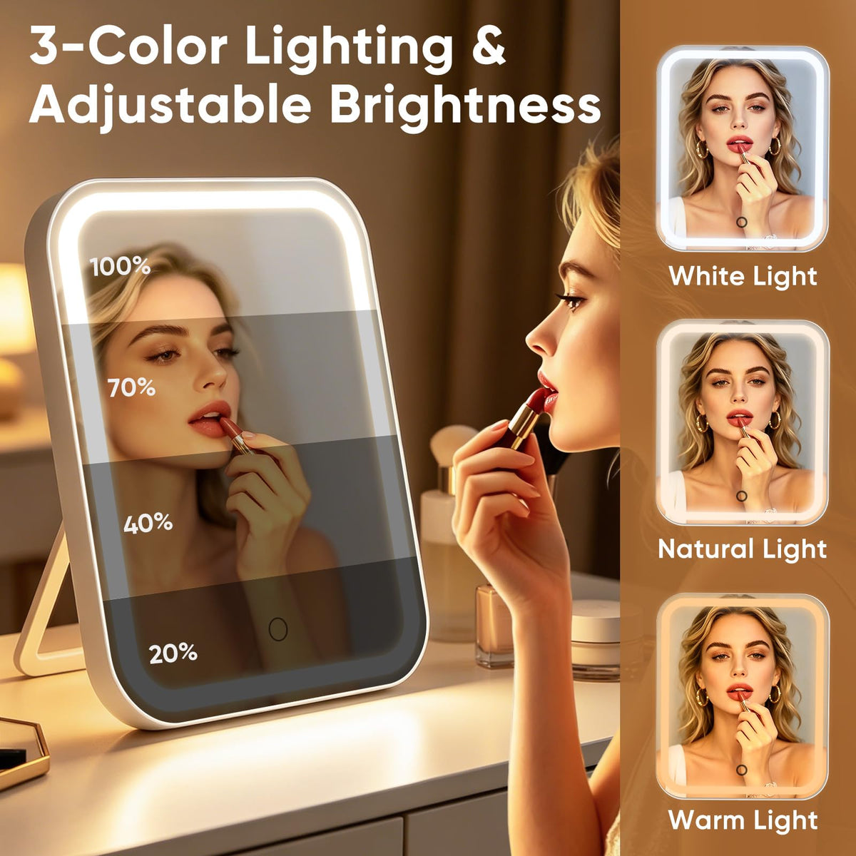 FUNTOUCH 5000mAh Large Lighted Vanity Makeup Mirror with 40X - FUNTOUCH Official Imagery - 7