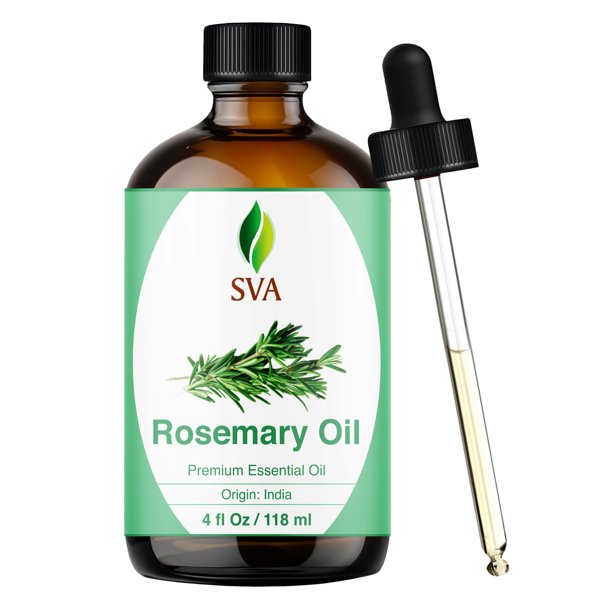 SVA ORGANICS SVA Rosemary Essential Oil, Glass Bottle with Dropper, 4 Fl Oz - SVA ORGANICS Official Product View 1