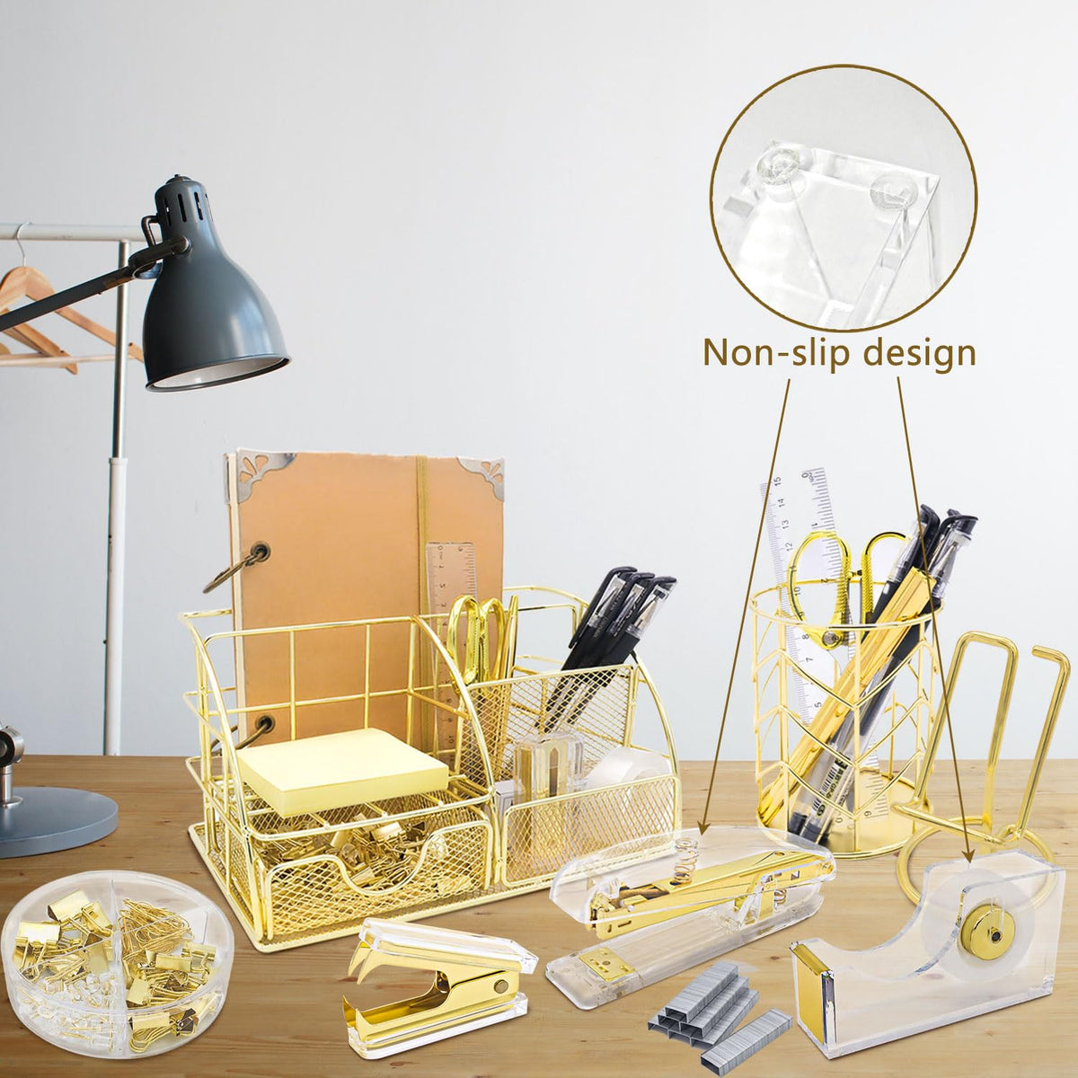 Gold Office Desk Organizers 13PCS Office Supplies and - YOLOZAI Official Imagery - 7