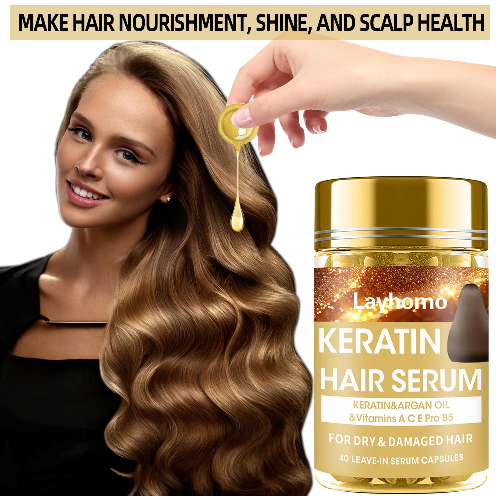 Layhomo Keratin Hair Treatment Serum Oil Capsules (40 Pcs)