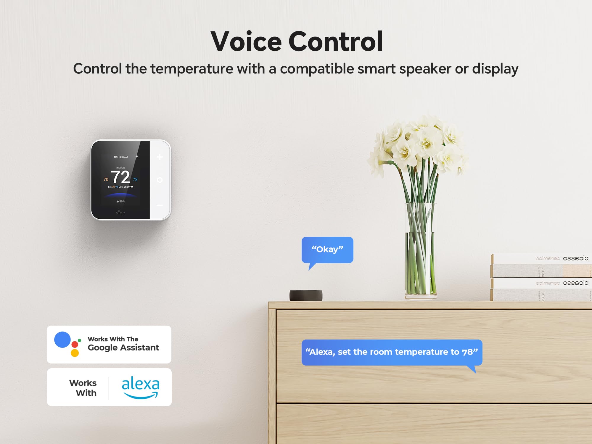 vine Smart Thermostat for House, WiFi Thermostats for Home Compat - vine Official Product View 5