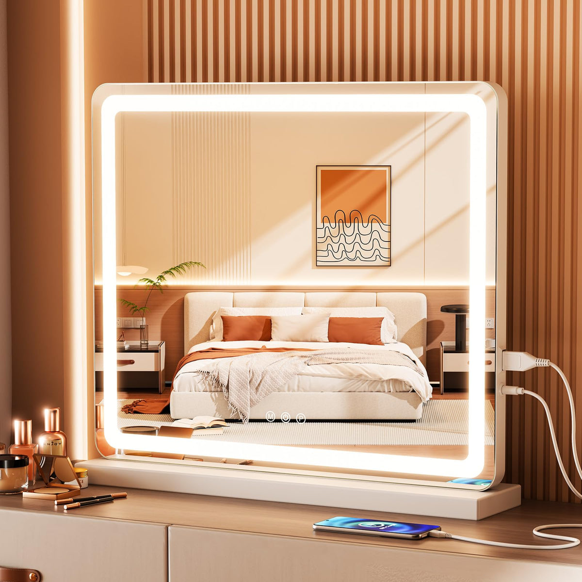 Sweetcrispy 19 x22 LED Vanity Mirror with Lights Lighted - Sweetcrispy Official Imagery - 1