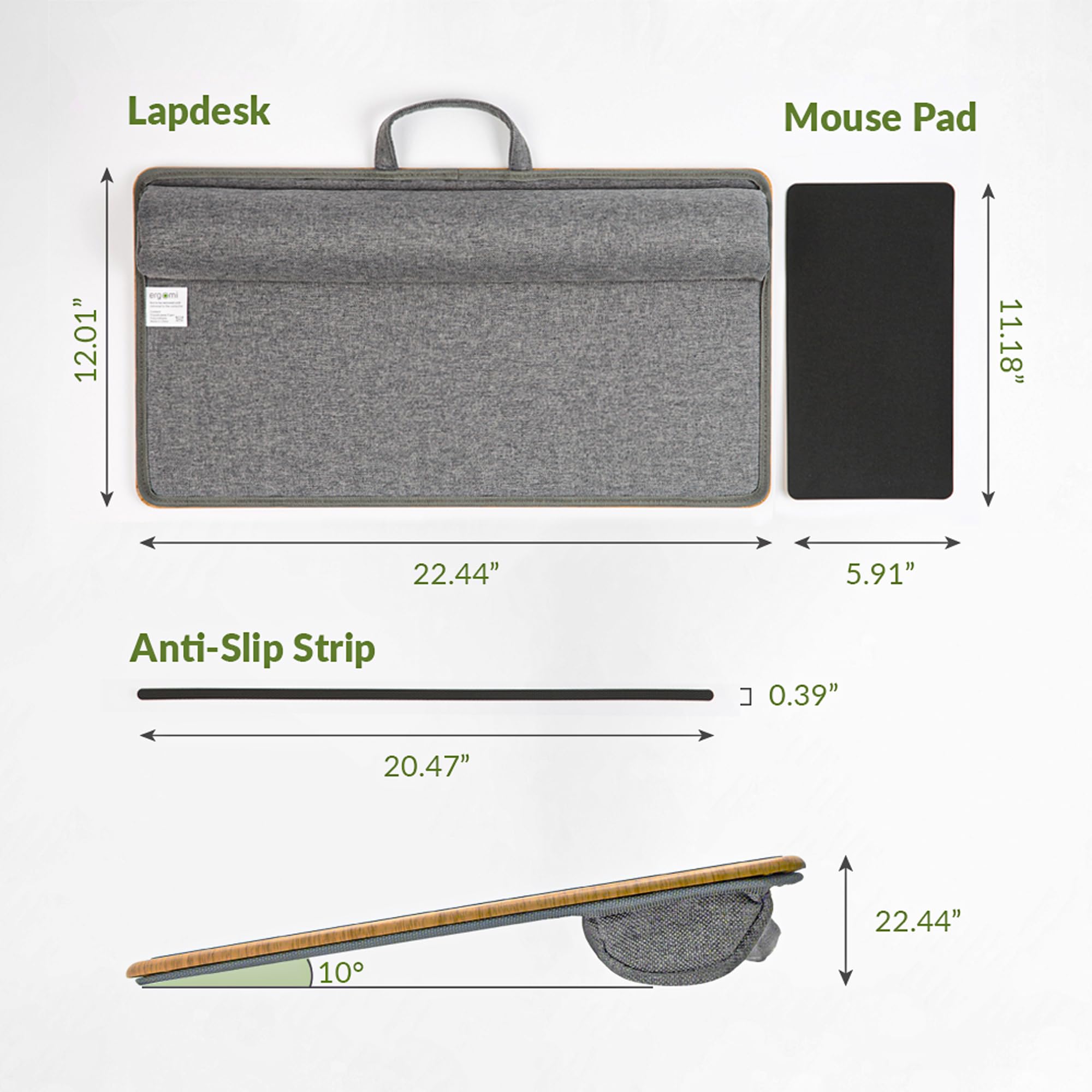 ergomi Lap Desk with Soft Cushion and Wrist Rest – Portable Laptop Desk for Bed, Couch & Home Office, Removable Mouse Pad & Anti-Slip Strip for 17 inch Laptop (Large, Wood Pattern)