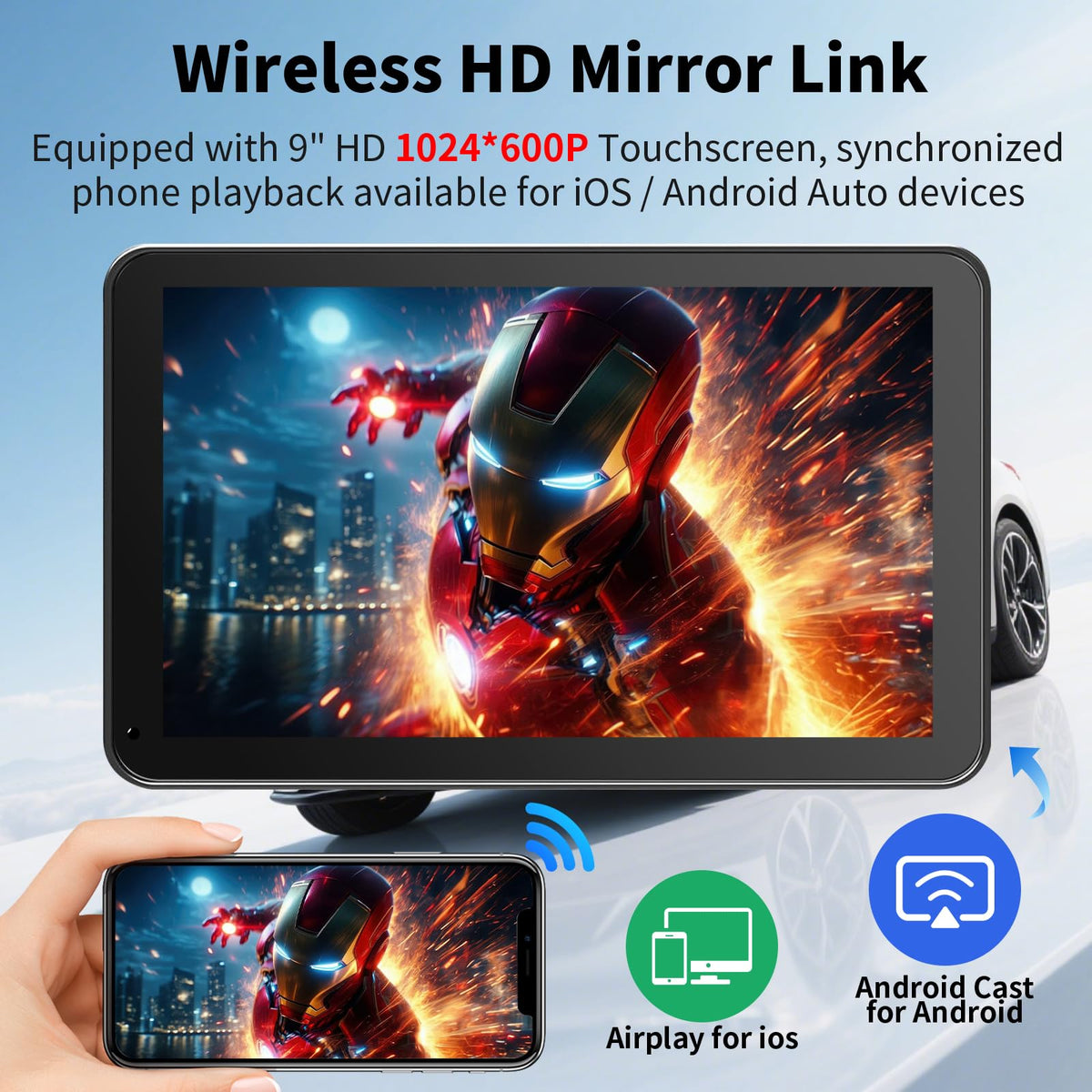 CarPlay Screen for Car 9 Wireless CarPlay Android Auto - GTVFS Official Imagery - 5