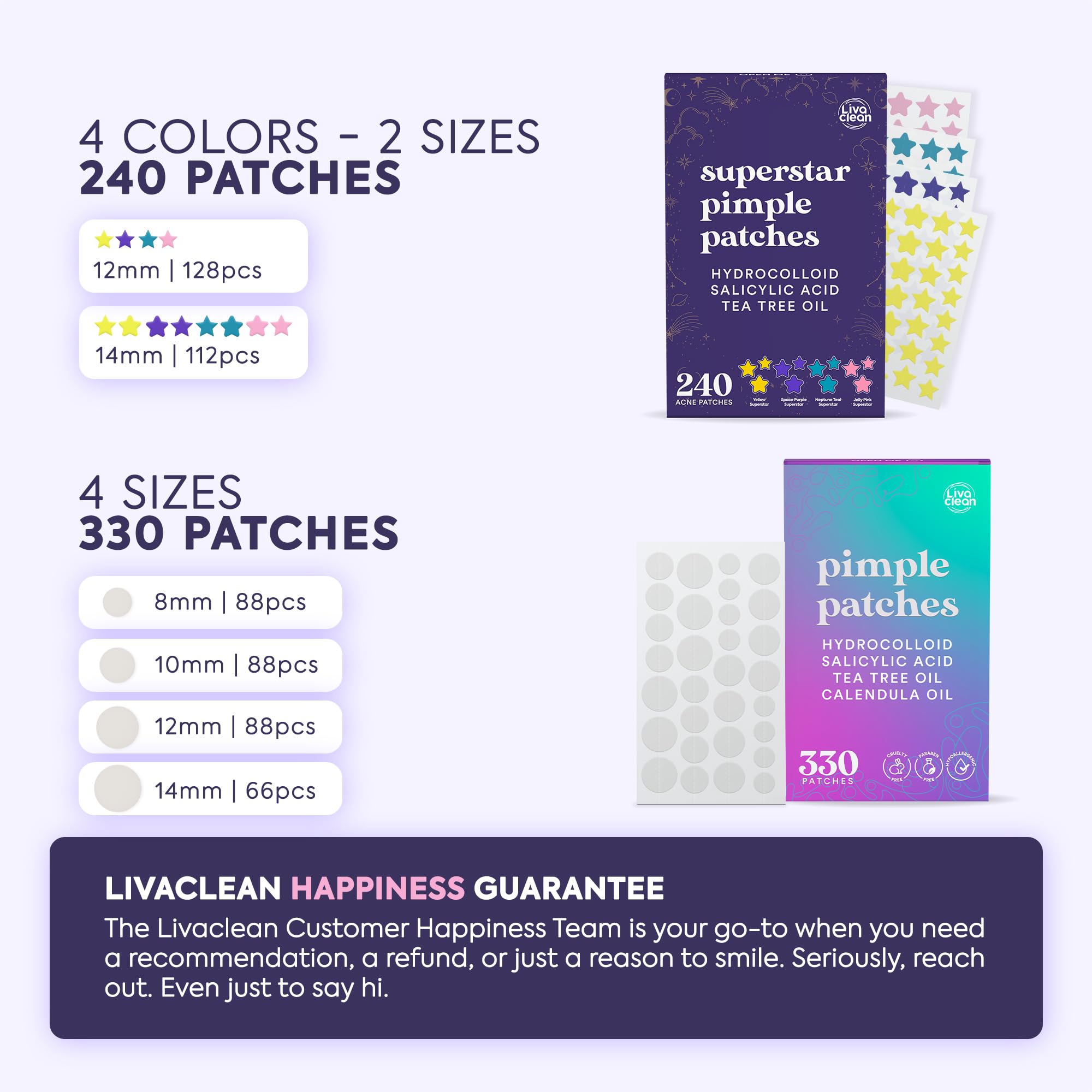 Livaclean 240 CT Star Pimple Patches for Face + 330 CT Acne - LivaClean