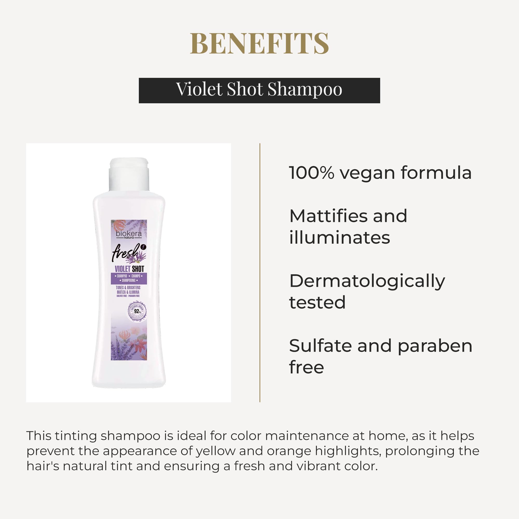 SALERM - Purple Shampoo for Blonde, Gray, Highlighted, or Bleached Hair - Biokera Fresh Violet - 300 ml - Violet Shampoo - Tones and Brightens - Maintains Color - Sulfate-Free and Paraben-Free