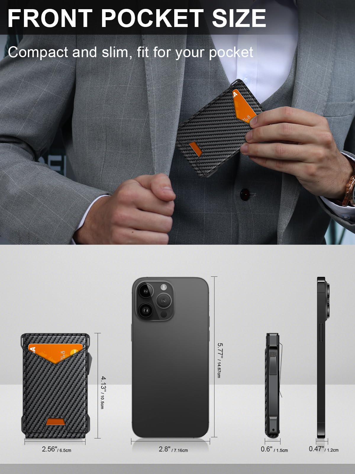 KAFELLON Carbon Fiber RFID Pop-Up Wallet for Men