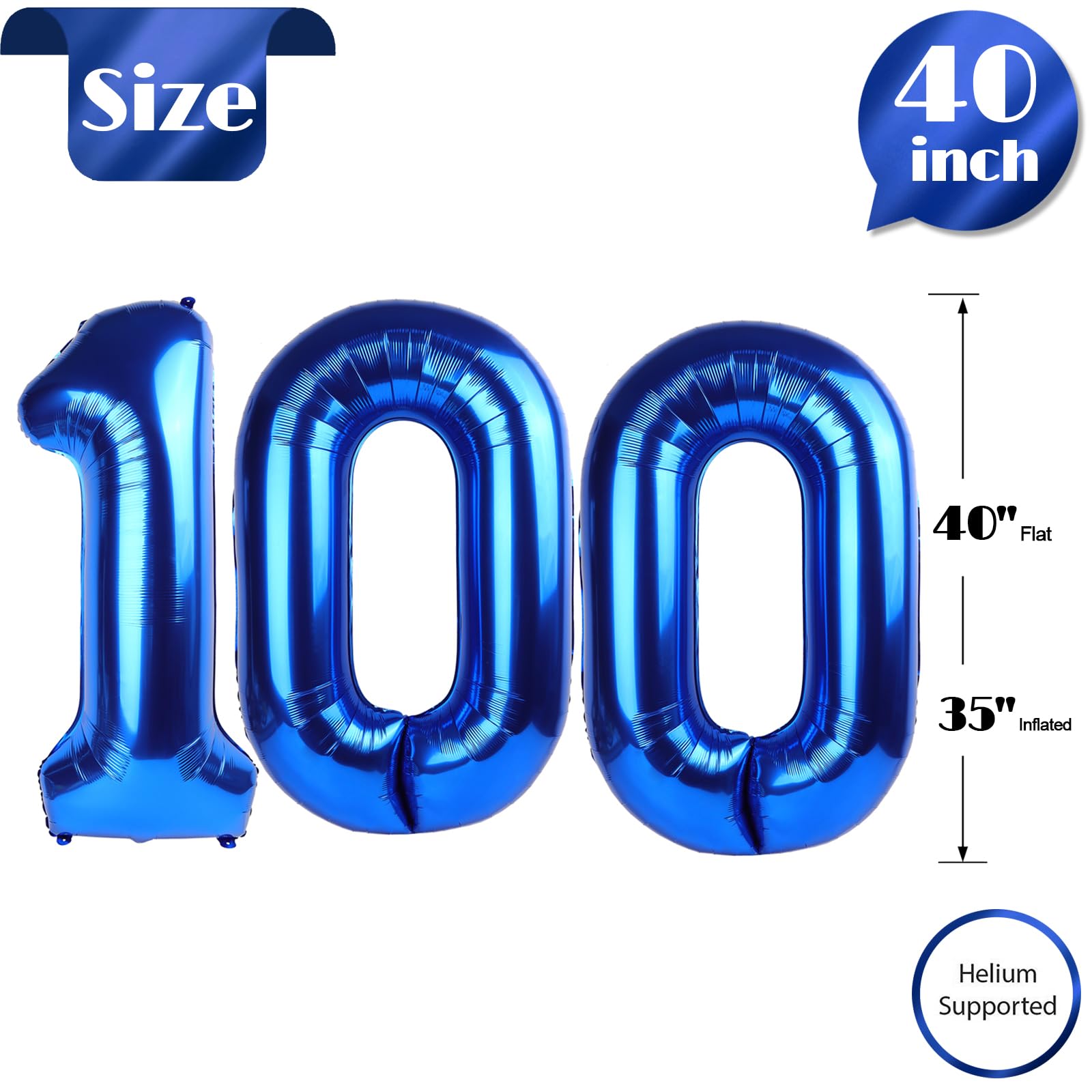 IWERP Navy Blue 100 Balloon - Number Balloon 40 Inch, 100th Birth - IWERP Official Product View 2