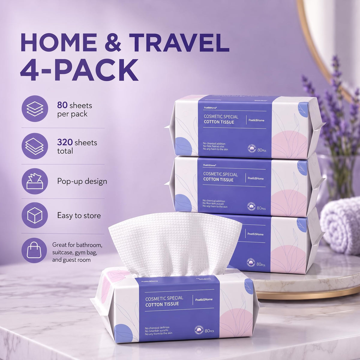 PoeticEHome Disposable Face Towels Thick Yet Soft Cotton Dry - PoeticEHome Official Imagery - 8