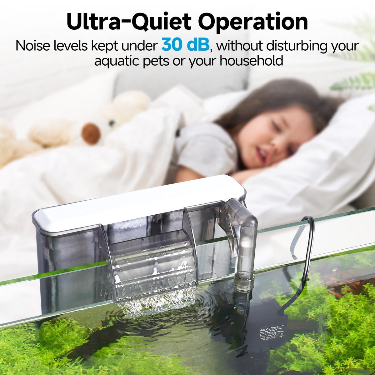 AQQA Quiet 20 30 Gallon Fish Tank Filters Hang on Back - AQQA Official Imagery - 5