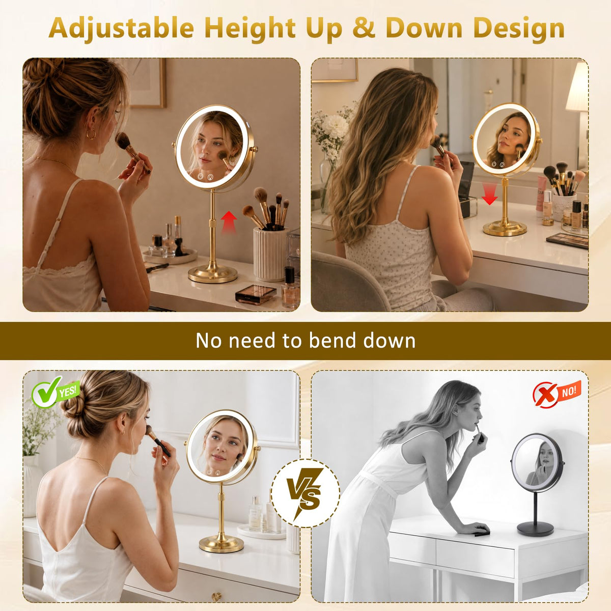 8 Makeup Mirror with Lights 4000mAh RechargeableVanity - Telihopin Official Imagery - 7