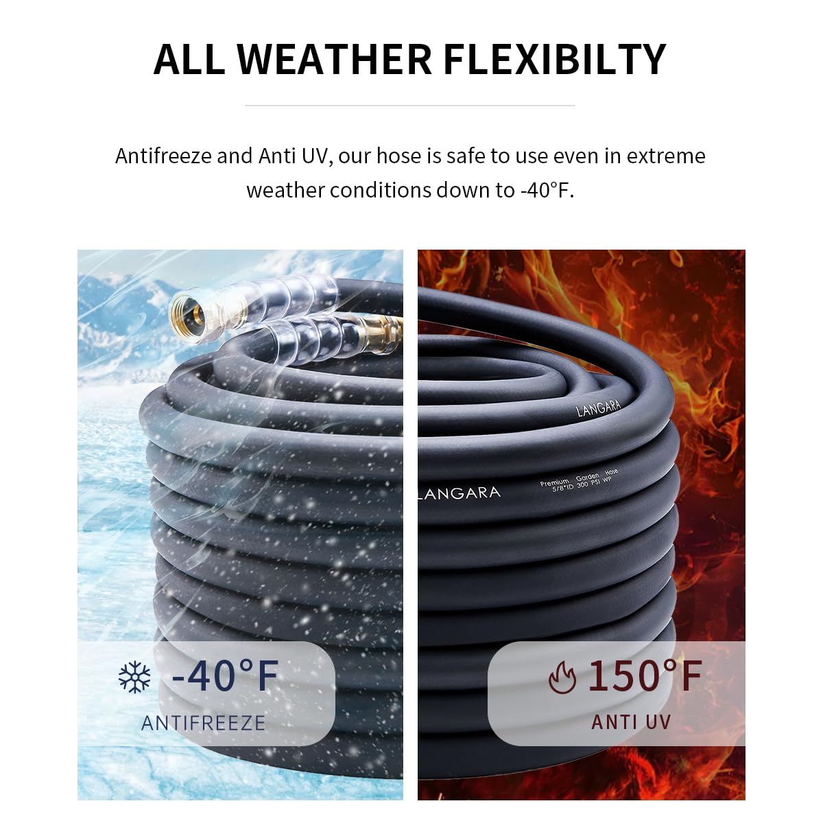 LANGARA Heavy Duty Premium Garden Hose 100ft x 5/8", 300PSI Worki - LANGARA Official Product View 5