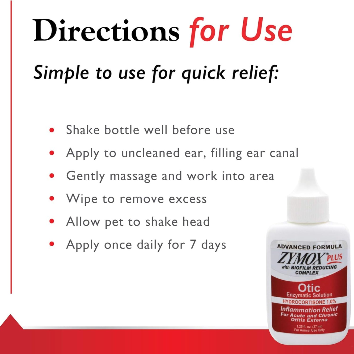 Zymox Advanced Formula Otic Plus enzymatic ear solution for dogs and cats, showing the bottle with label and cap.