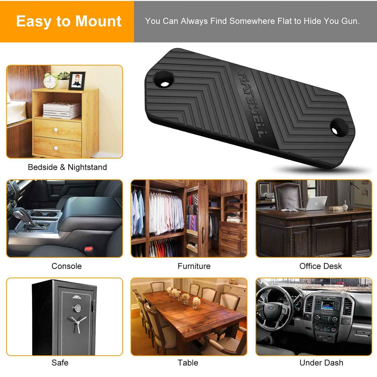 Magnetic Gun Mount for Vehicle Home 58 lbs rated Rubber - MATEWELL Official Imagery - 6