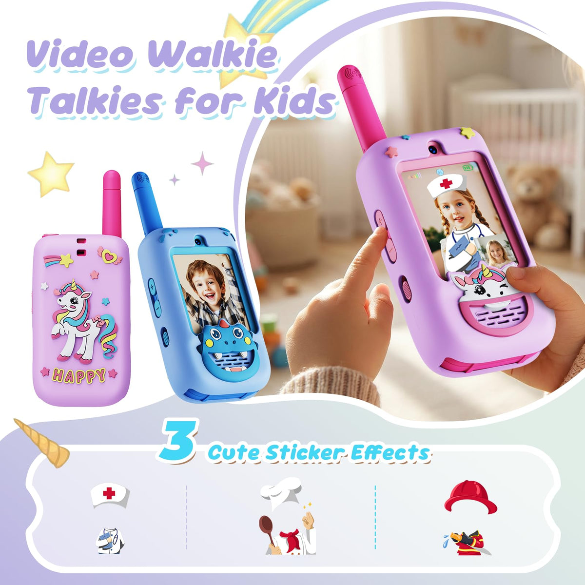 Video Walkie Talkies for Kids 2 Pack HD Camera Long Range - BOFIDAR Official Imagery - 6
