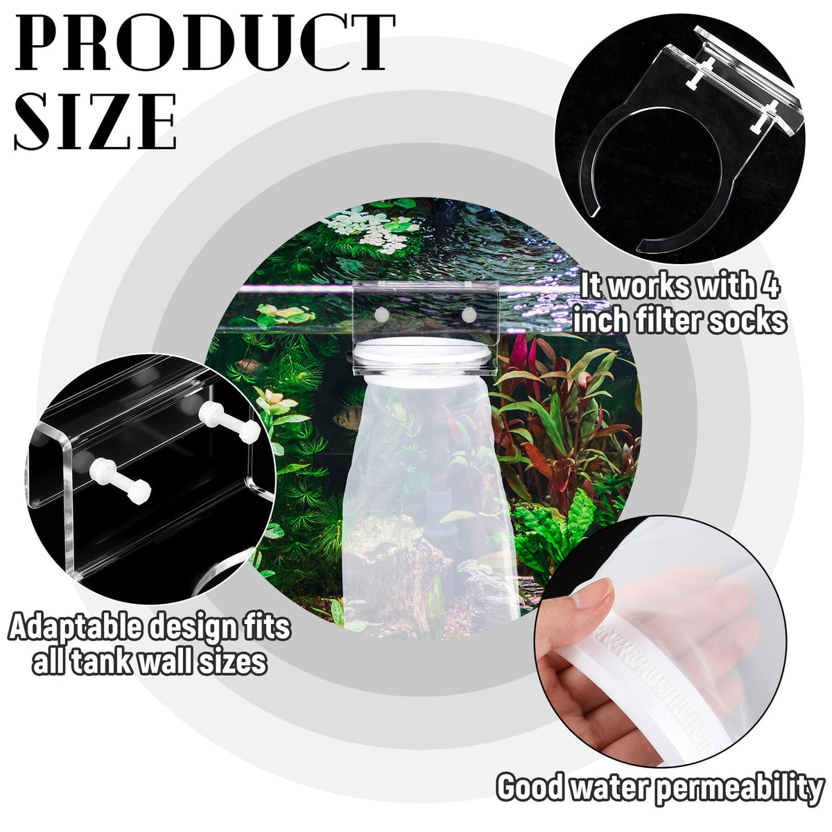 8 Pcs 4 Inch Filter Socks with Holder for Aquarium Pre Sump - Ninehaoou Official Imagery - 4