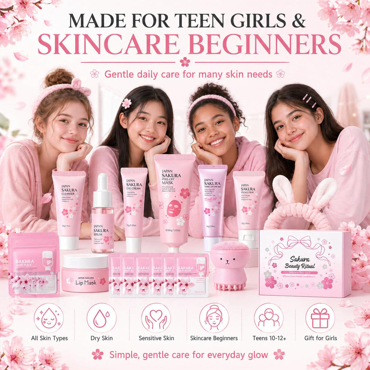 Japan Sakura Skin Care Set For Teen Girls Skincare For Girls - MrCuvaryas Official Imagery - 6
