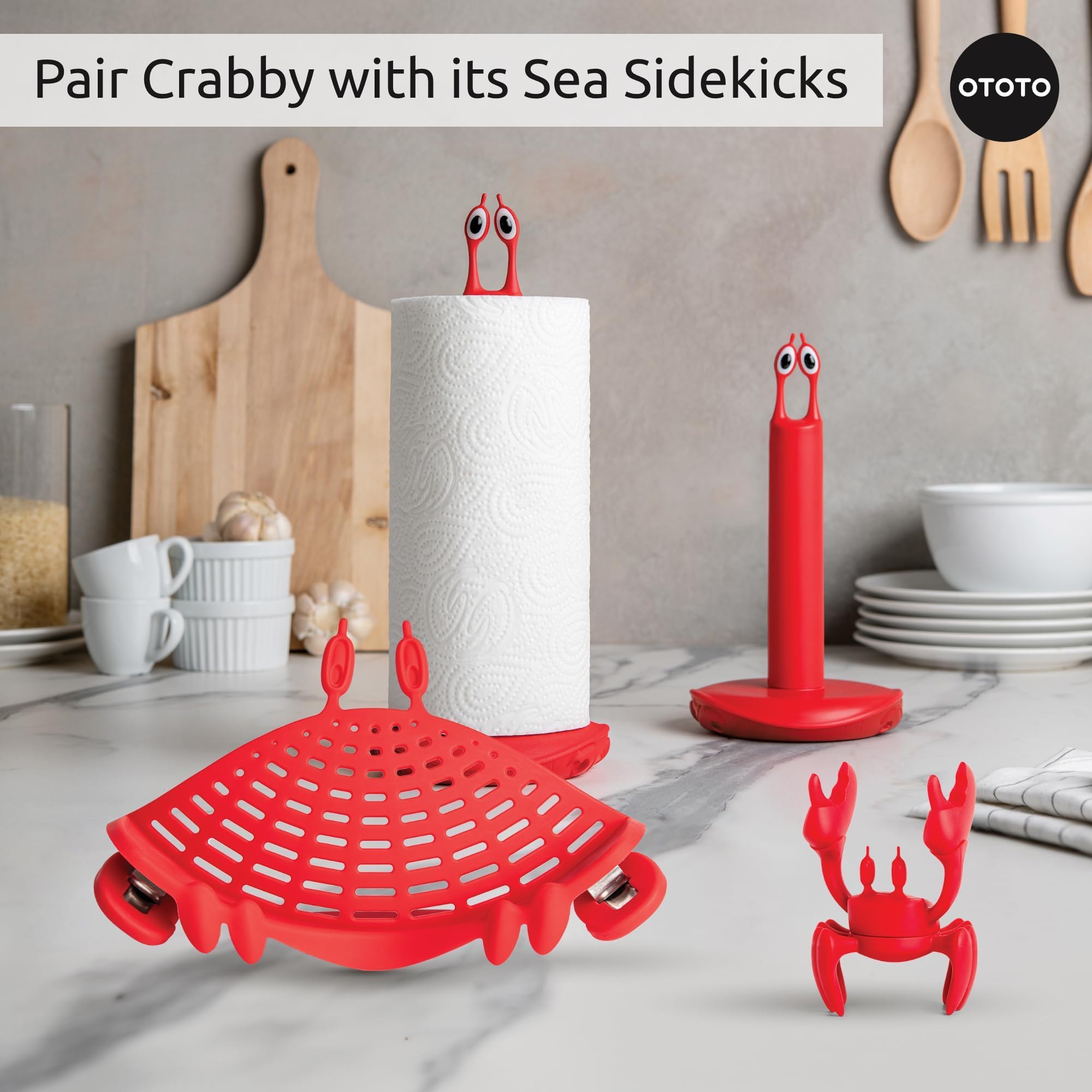 OTOTO Crab Clip-On Strainer - Silicone Pasta Strainer with Stainless S - View 9