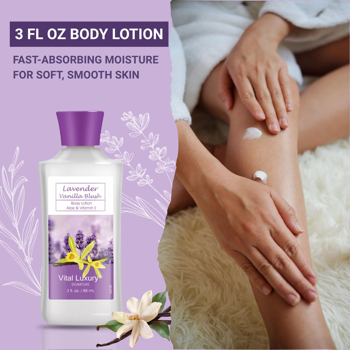 Lavender Vanilla Blush Bath Set 4PC Shower Gel Lotion Hand - BBlove Official Imagery - 5