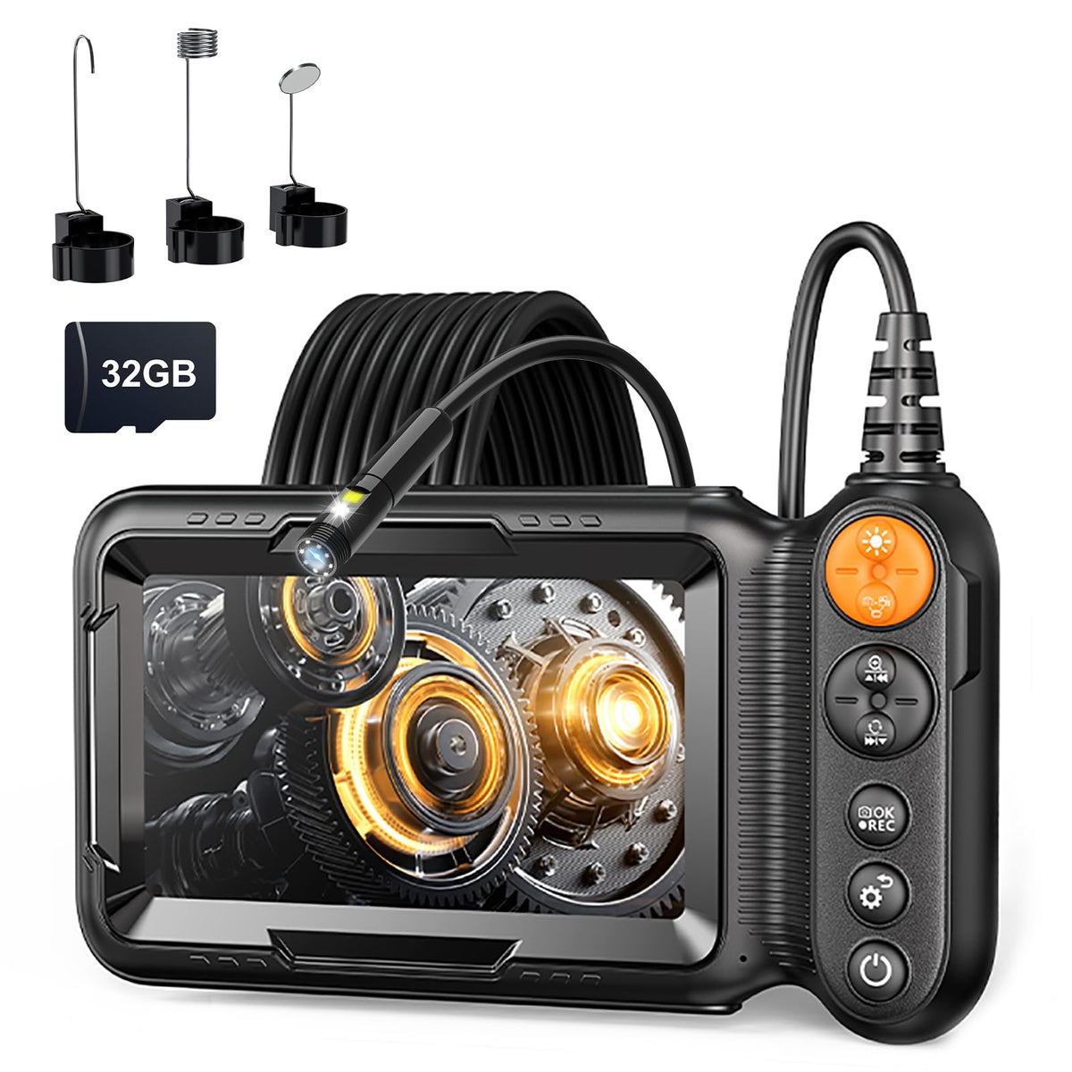 Dual Lens Endoscope Camera with Light Borescope with 5 IPS - WINWEND Official Imagery - 1