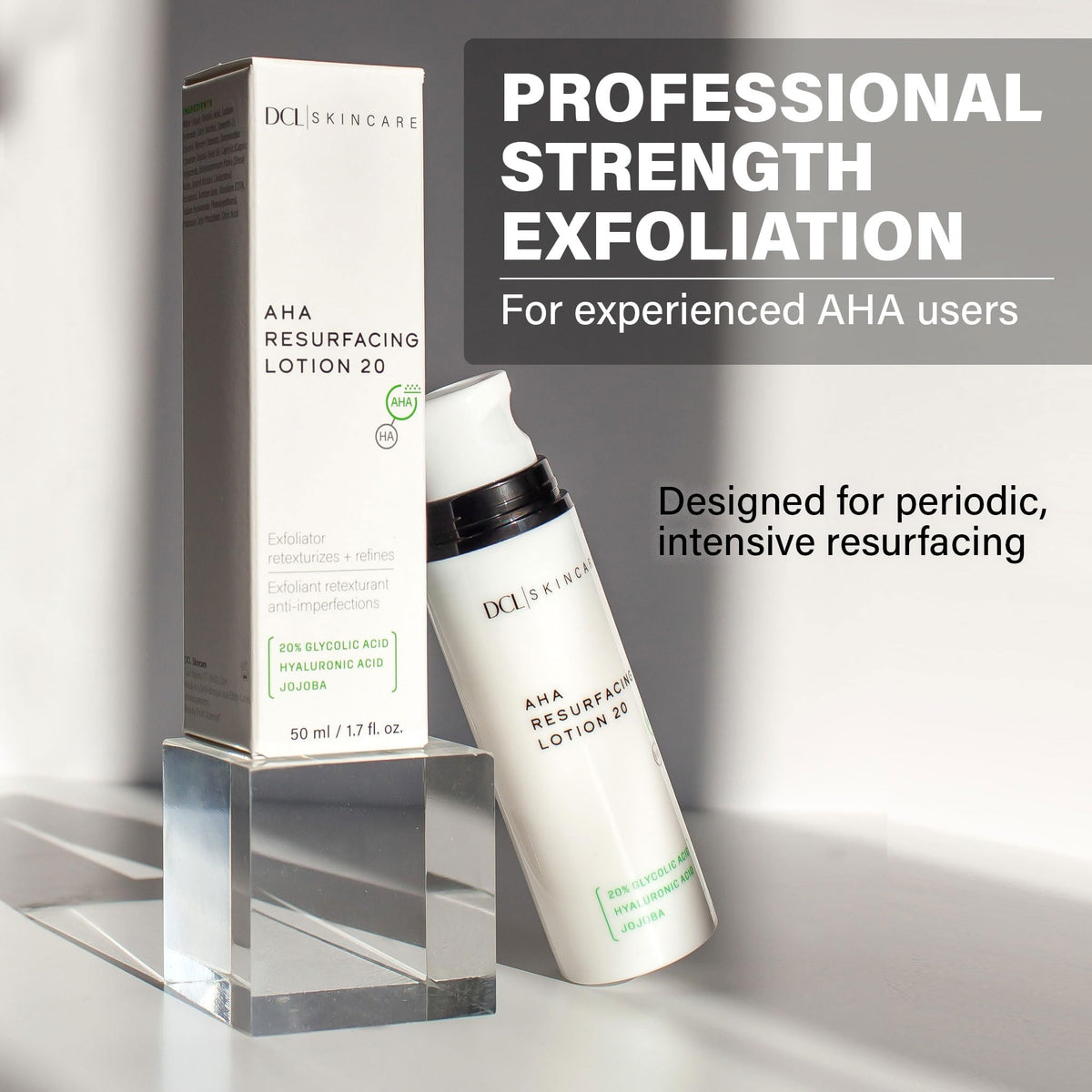 DCL Skincare AHA Resurfacing Lotion 20 with 20 Glycolic Acid - DCL Official Imagery - 3