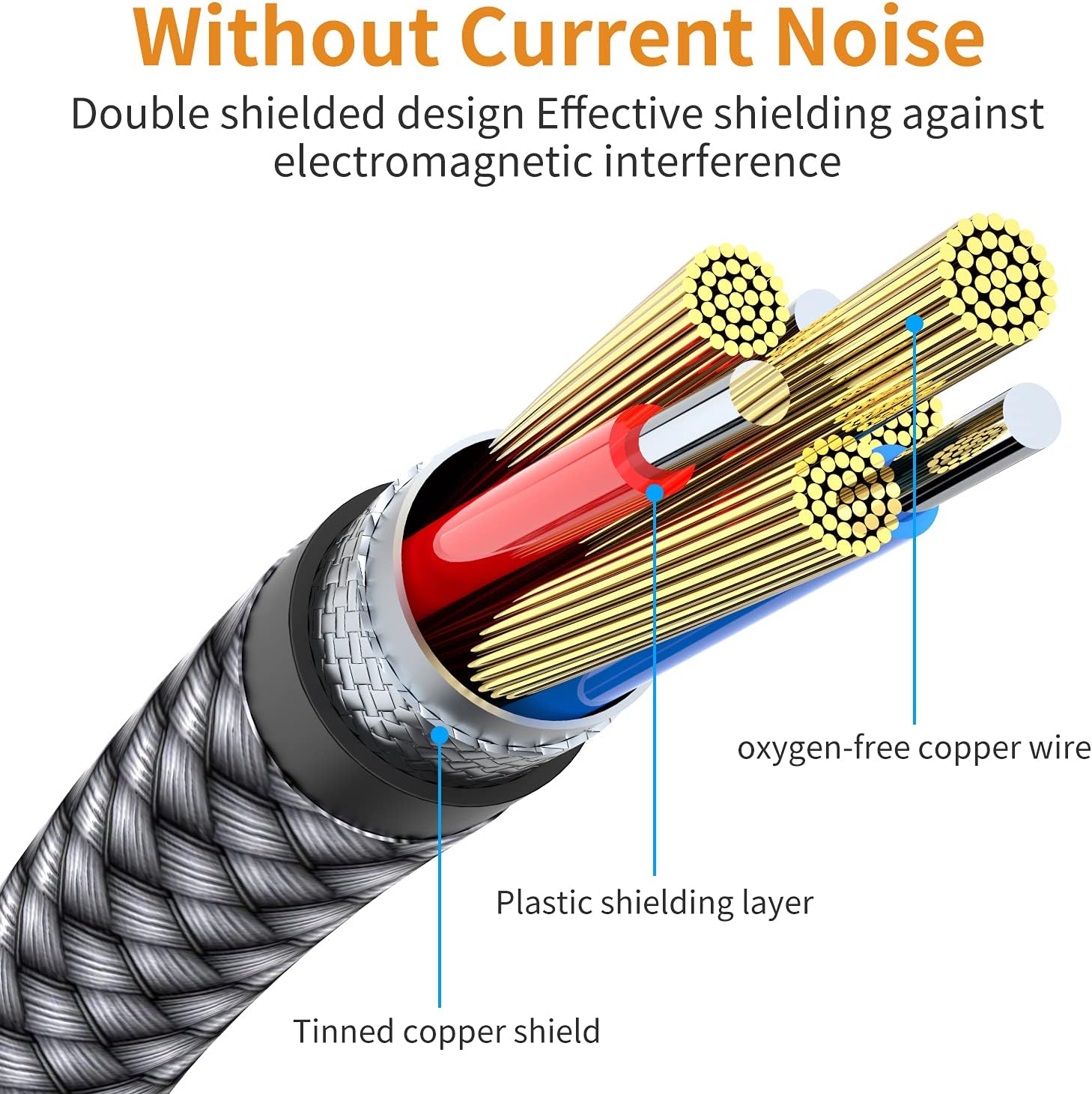 MCSPER 2-pack 6.6ft aux cables with 3.5mm TRS connectors and 90-degree right-angle design for audio devices.