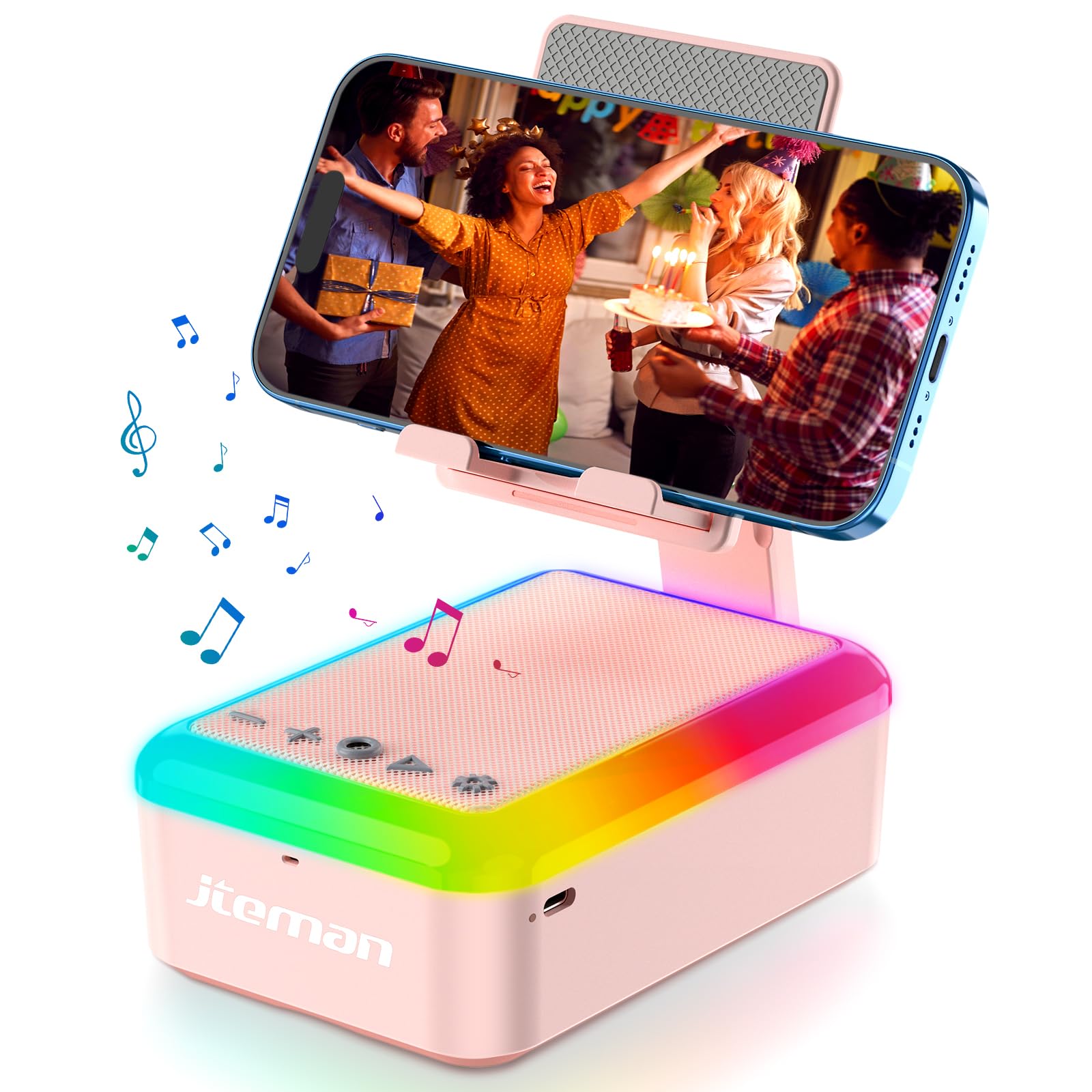 JTEMAN Gifts for Men Women, Cell Phone Stand with Bluetooth Speaker and Light, P - JTEMAN Official Product View 8