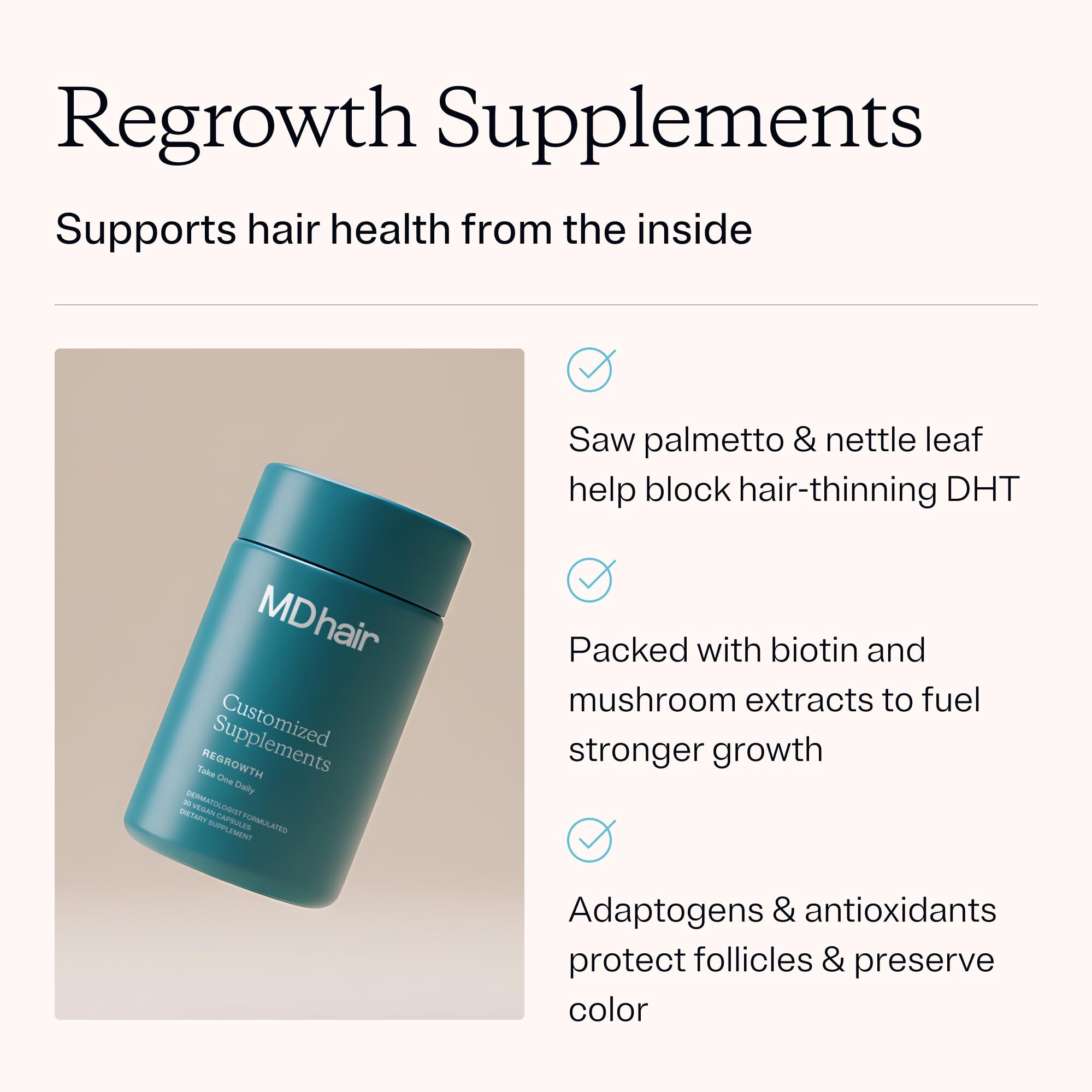 Regrowth Supplements Hair Growth Vitamins for Women Men - MDhair Official Imagery - 3