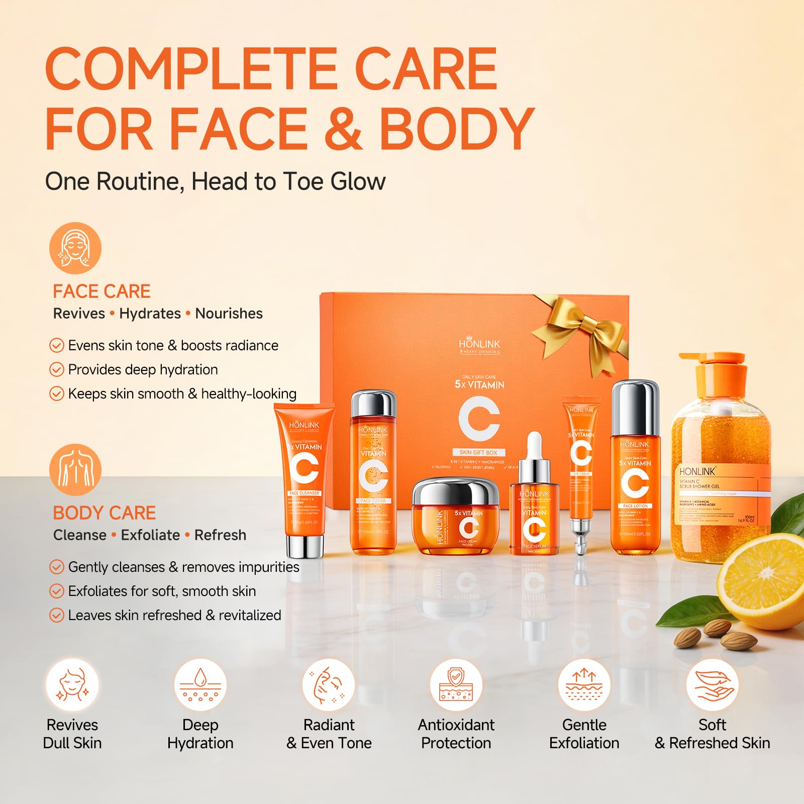 Vitamin C Gift Set for Women, Facial Skincare Gift Box + - UZTUZT
