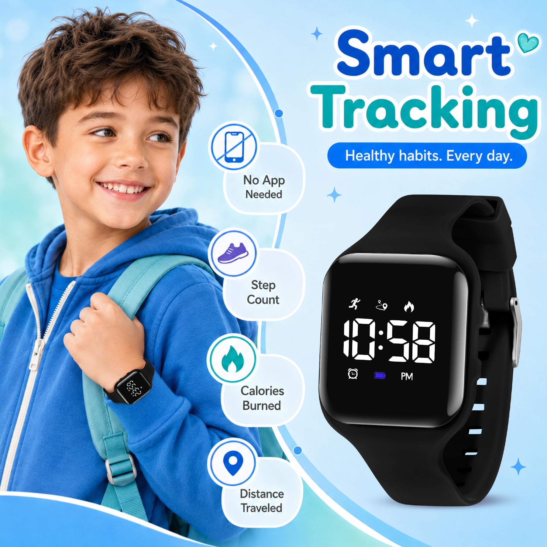 A ALPS Kids Watches for Girls Boys Digital Sport Watch with Step Count - View 2