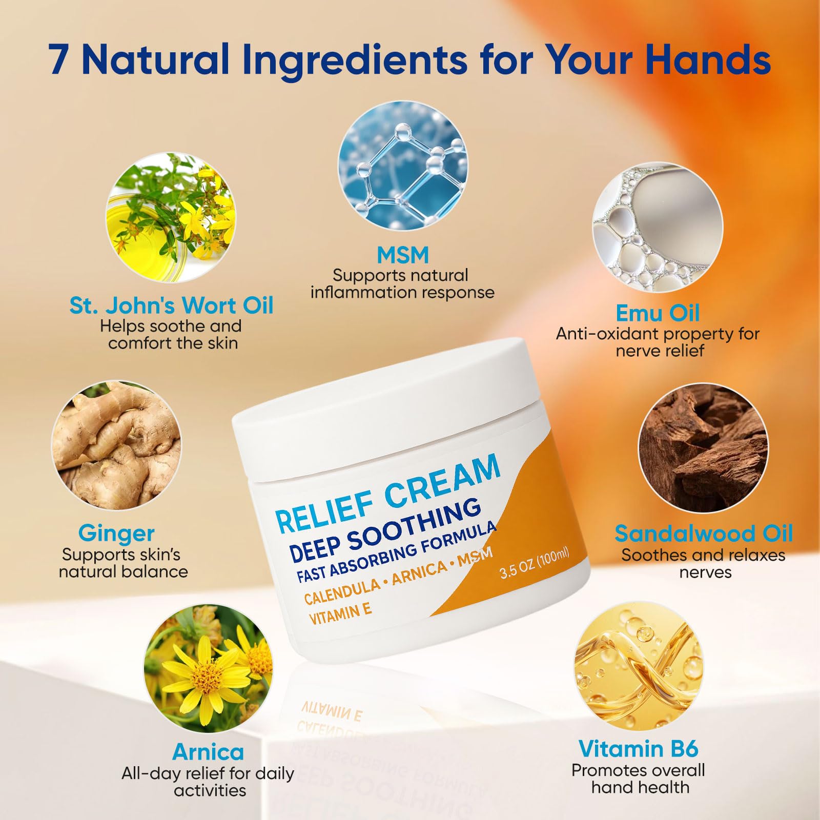 WOVOEO Carpal Tunnel Relief Cream – Arnica, Emu Oil & Turmeric, 3.5 oz