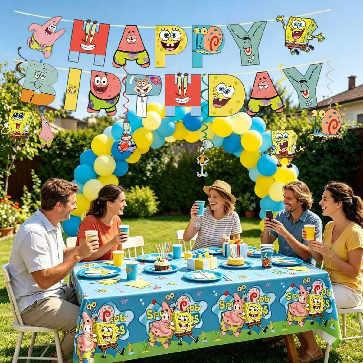 118 Pcs SpongeBob Birthday Party Supplies Set anime Theme - ZyNolimt Official Imagery - 6