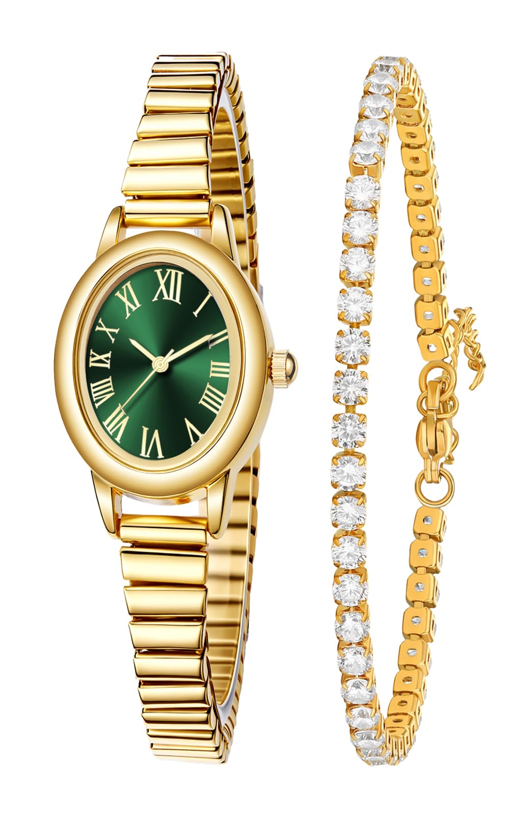 Gosasa Small Gold Watch for Women Oval Dial Expansion Band - Gosasa Official Imagery - 8