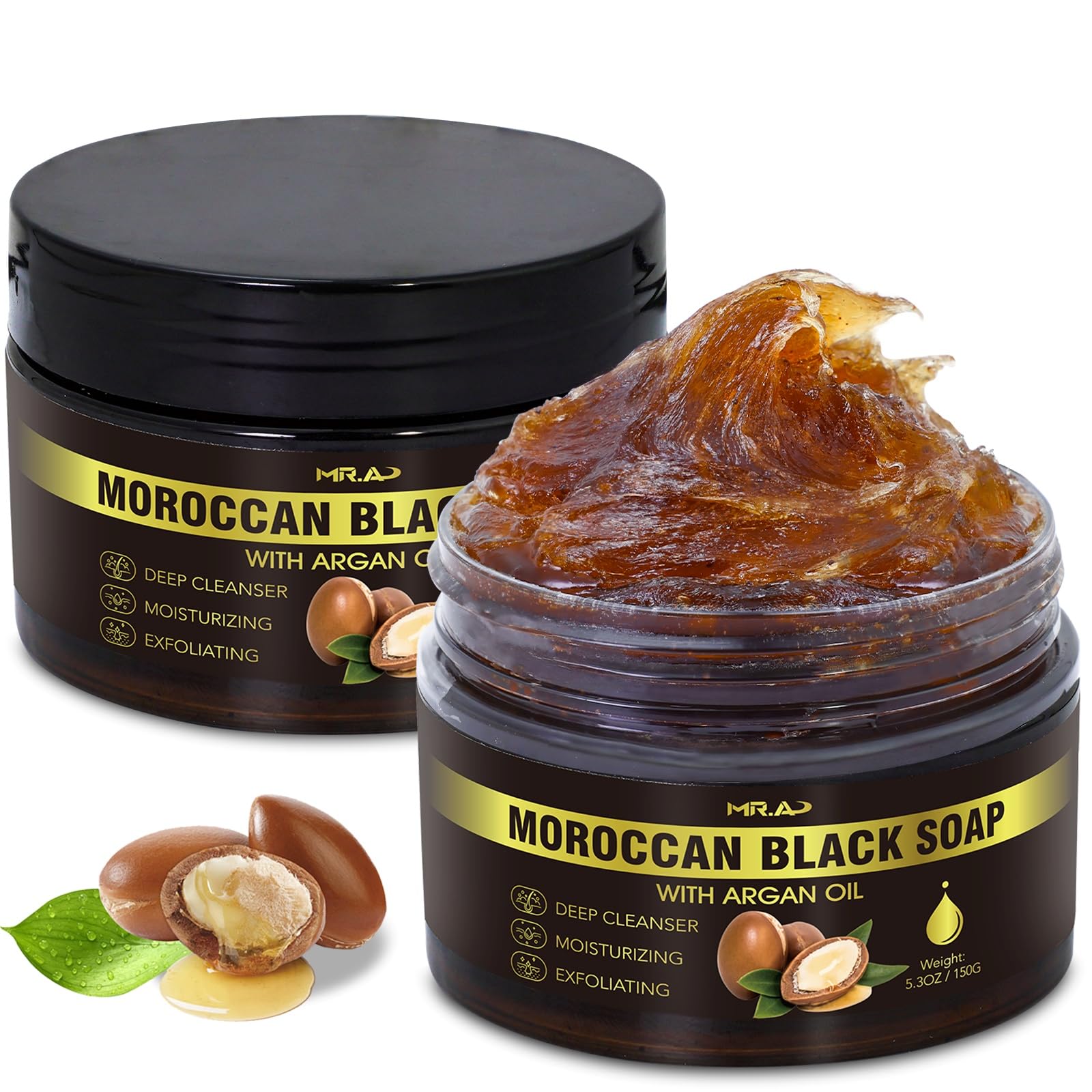 MR.A Moroccan Black Soap with Argan Oil, Morocco Black Beldi Soap Hammam Ritual - MR.A Official Product View 2