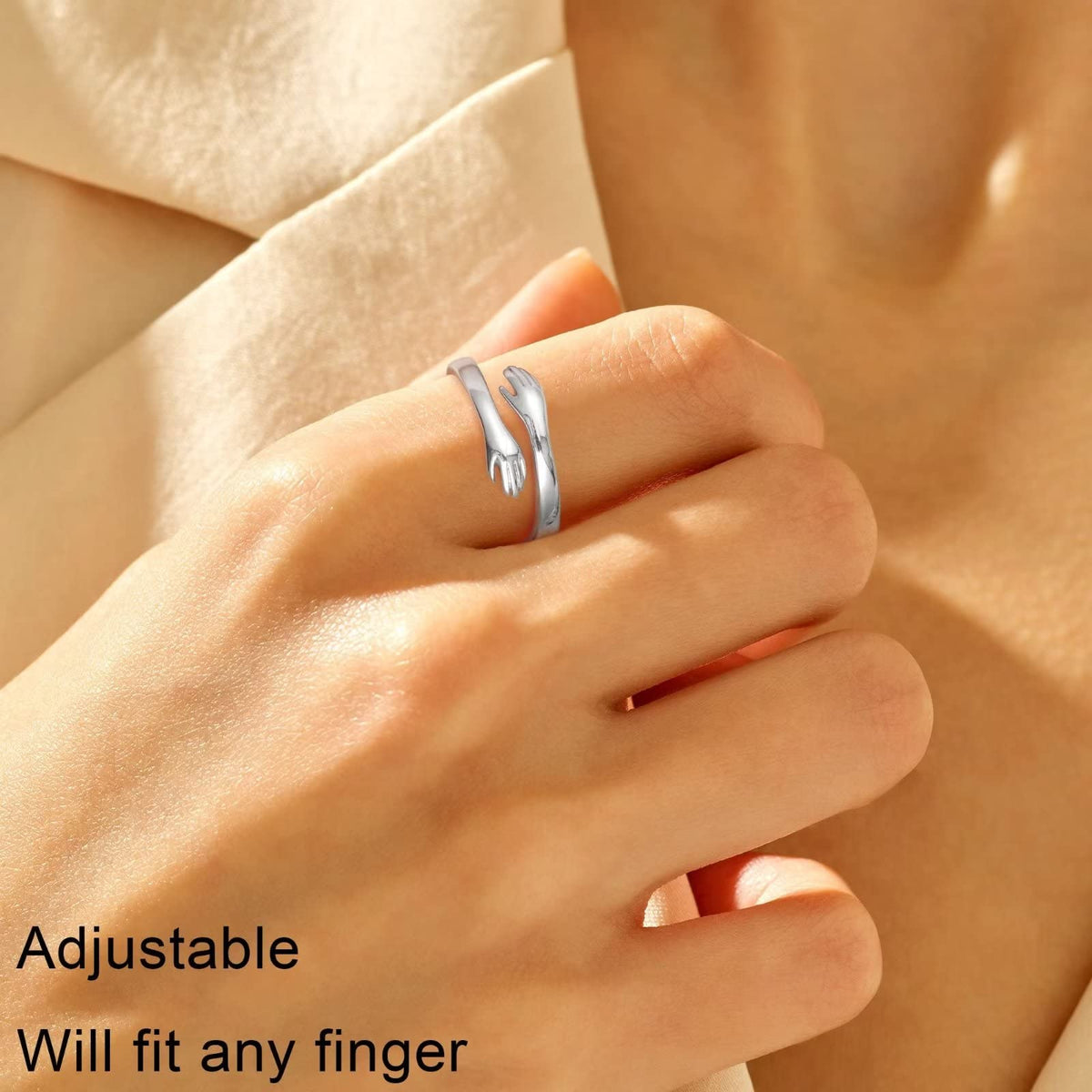 Yesteel S925 Sterling Silver Hug Ring for Women Teen Girls - Yesteel Official Imagery - 5