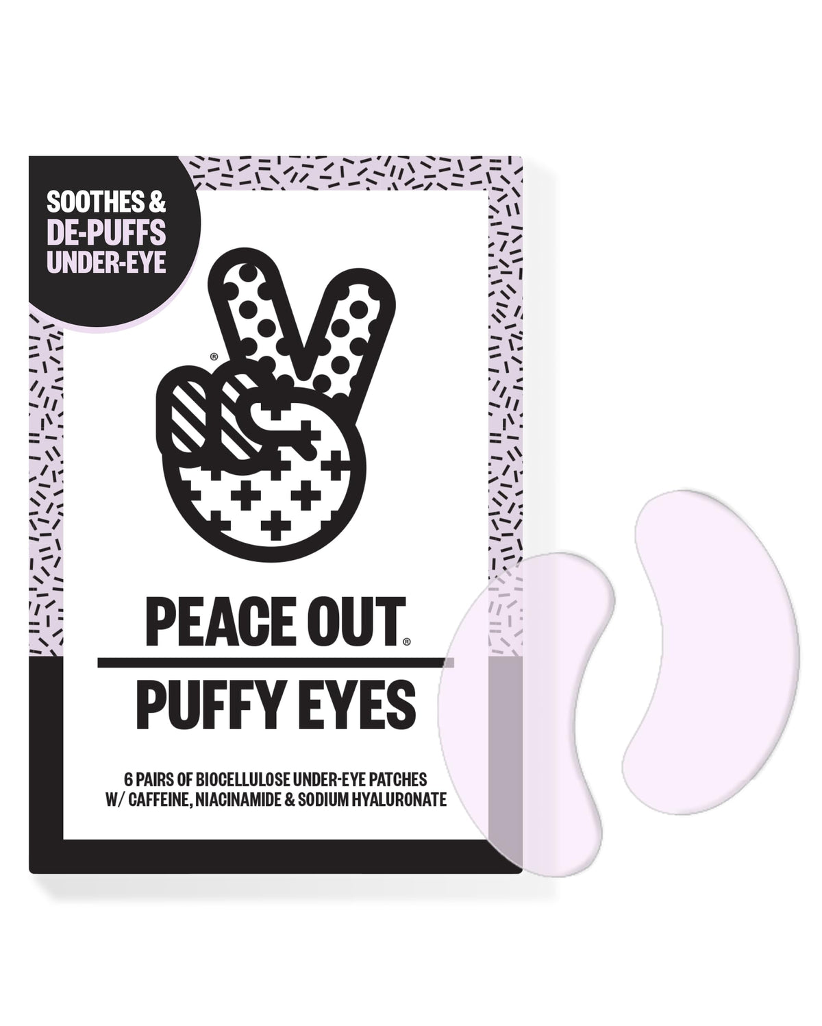 PEACE OUT Puffy Eyes Hydrating Under Eye Patches, gel masks with soothing ingredients, designed to reduce puffiness and hydrate the skin.