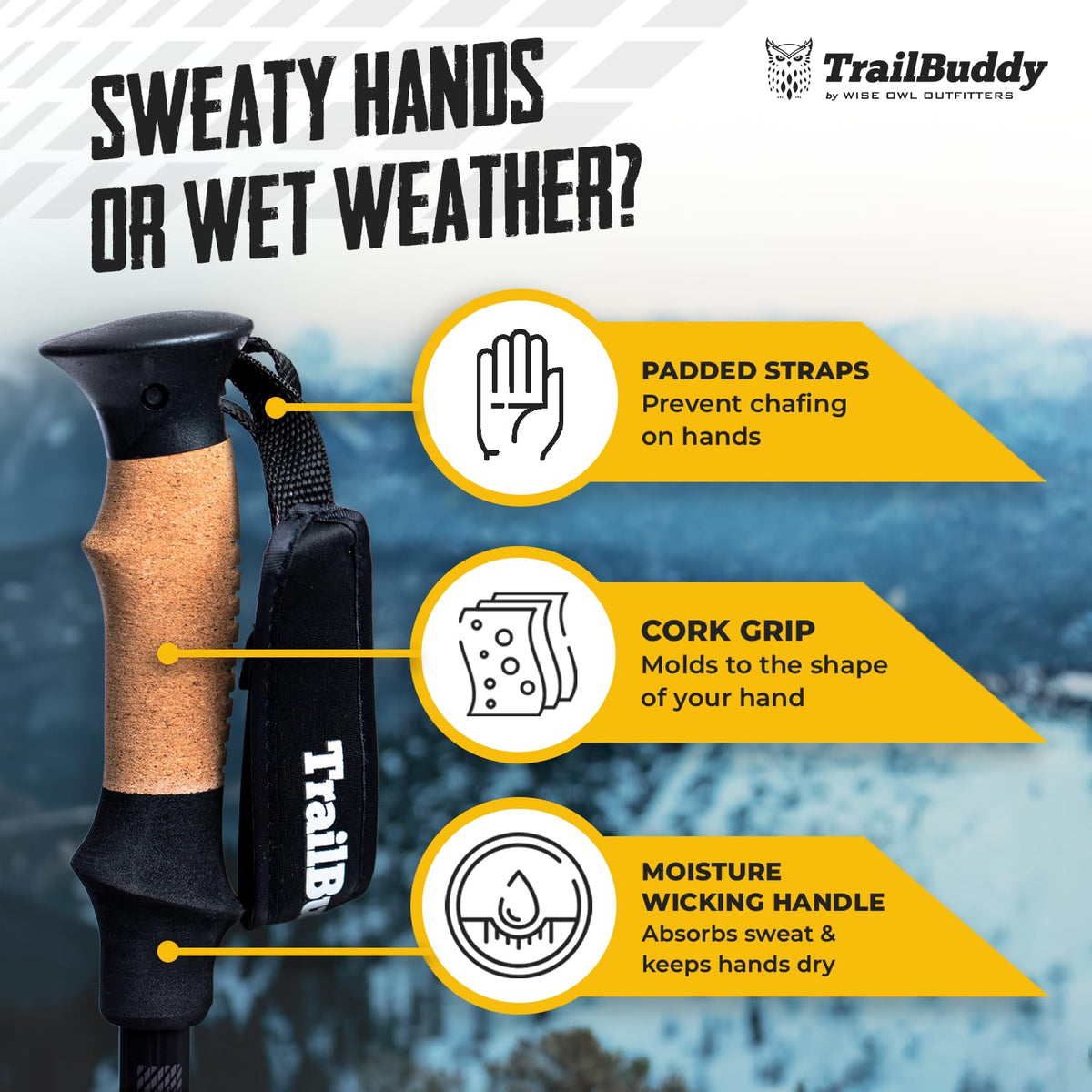 TrailBuddy Trekking Poles Lightweight 7075 Aluminum Hiking - TrailBuddy Official Imagery - 5