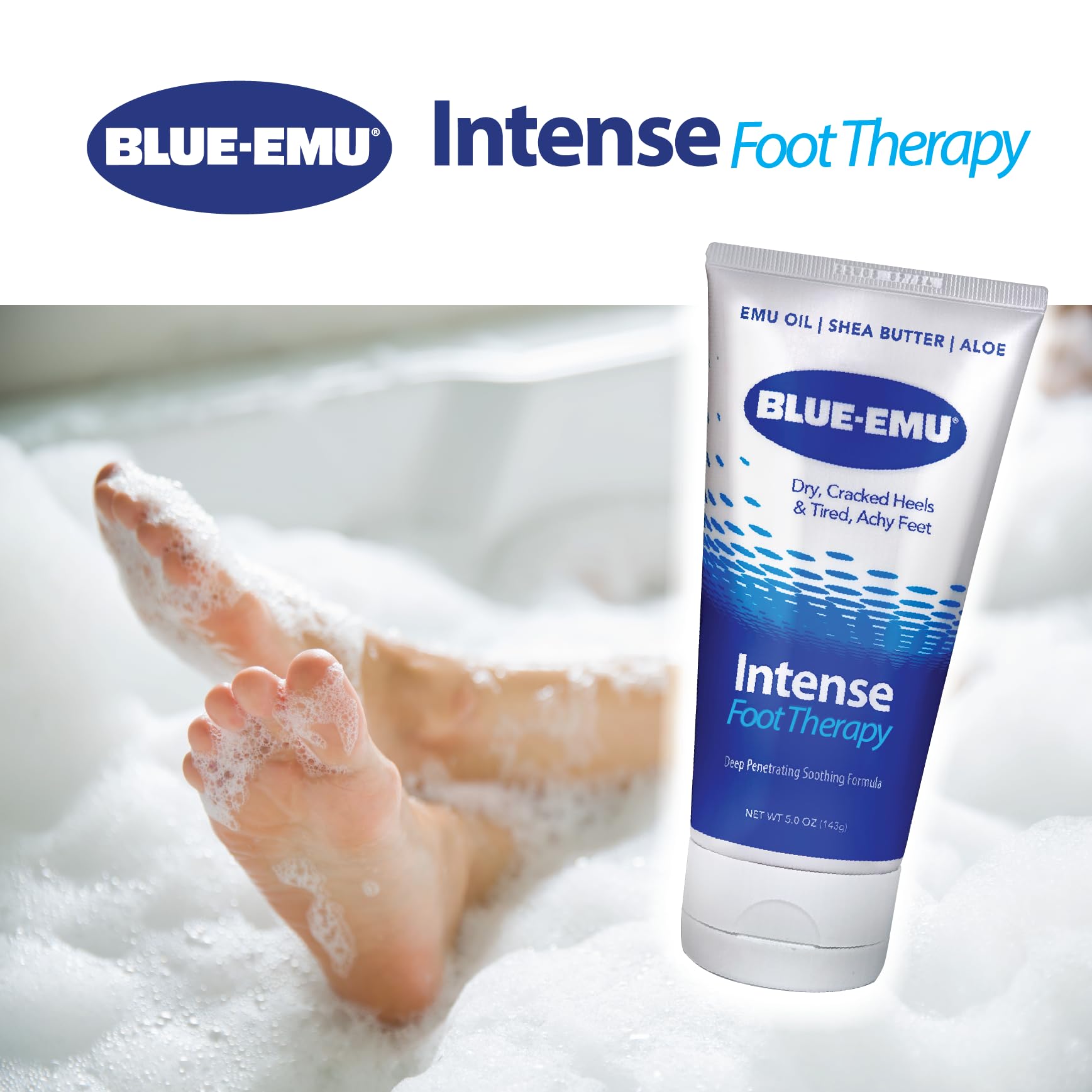 BLUE-EMU Intense Foot Therapy Cream for Dry Feet 5oz
