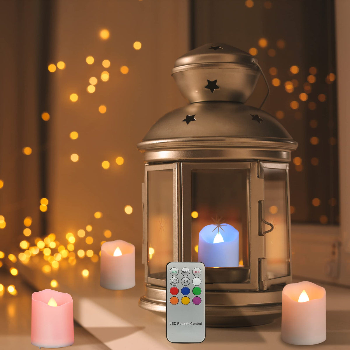 RGB Rechargeable Flameless Tea Lights Candles Timer Remote - FPOO Official Imagery - 3